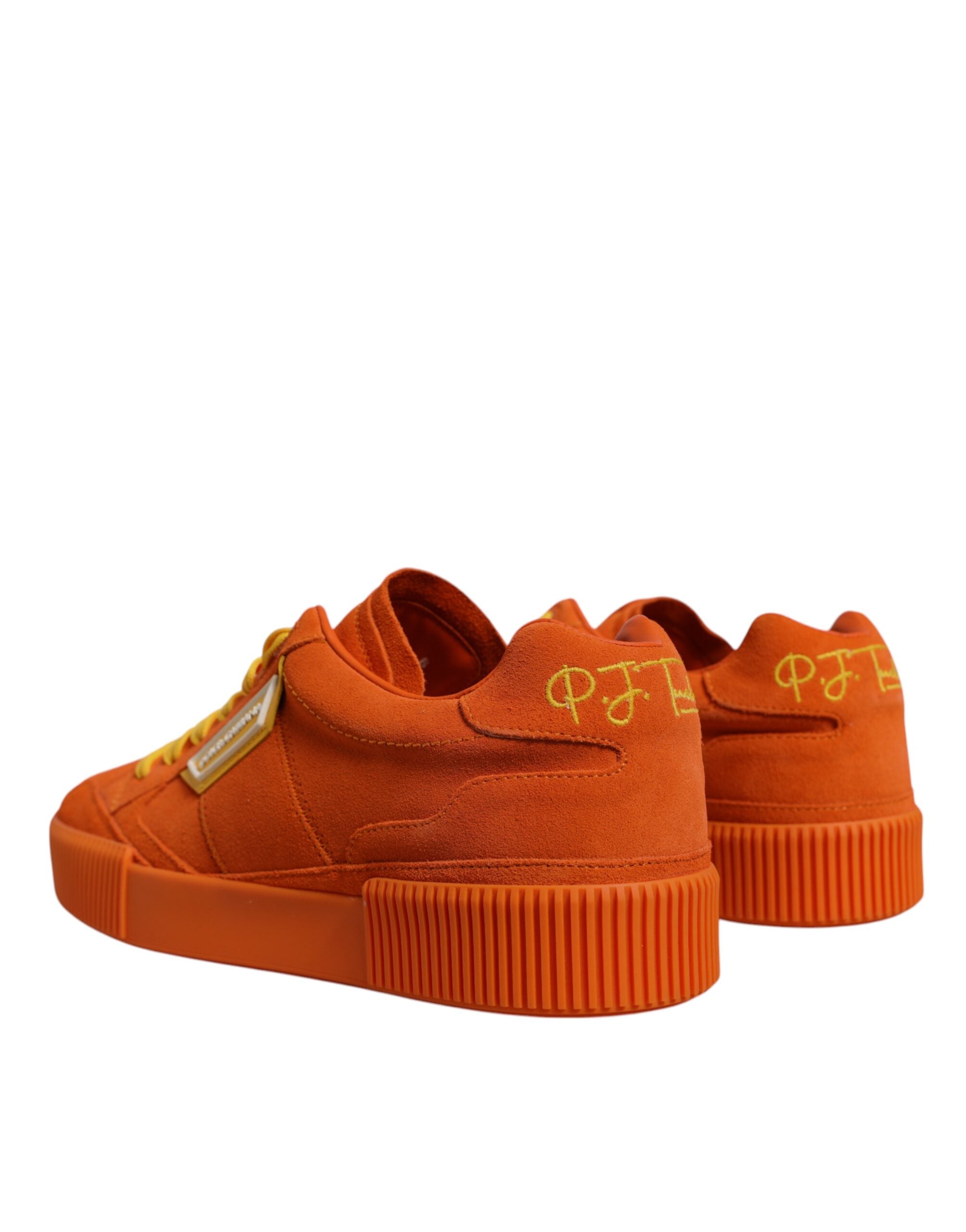 Dolce & Gabbana Orange Miami Leather Low Top Sneakers Men's Shoes