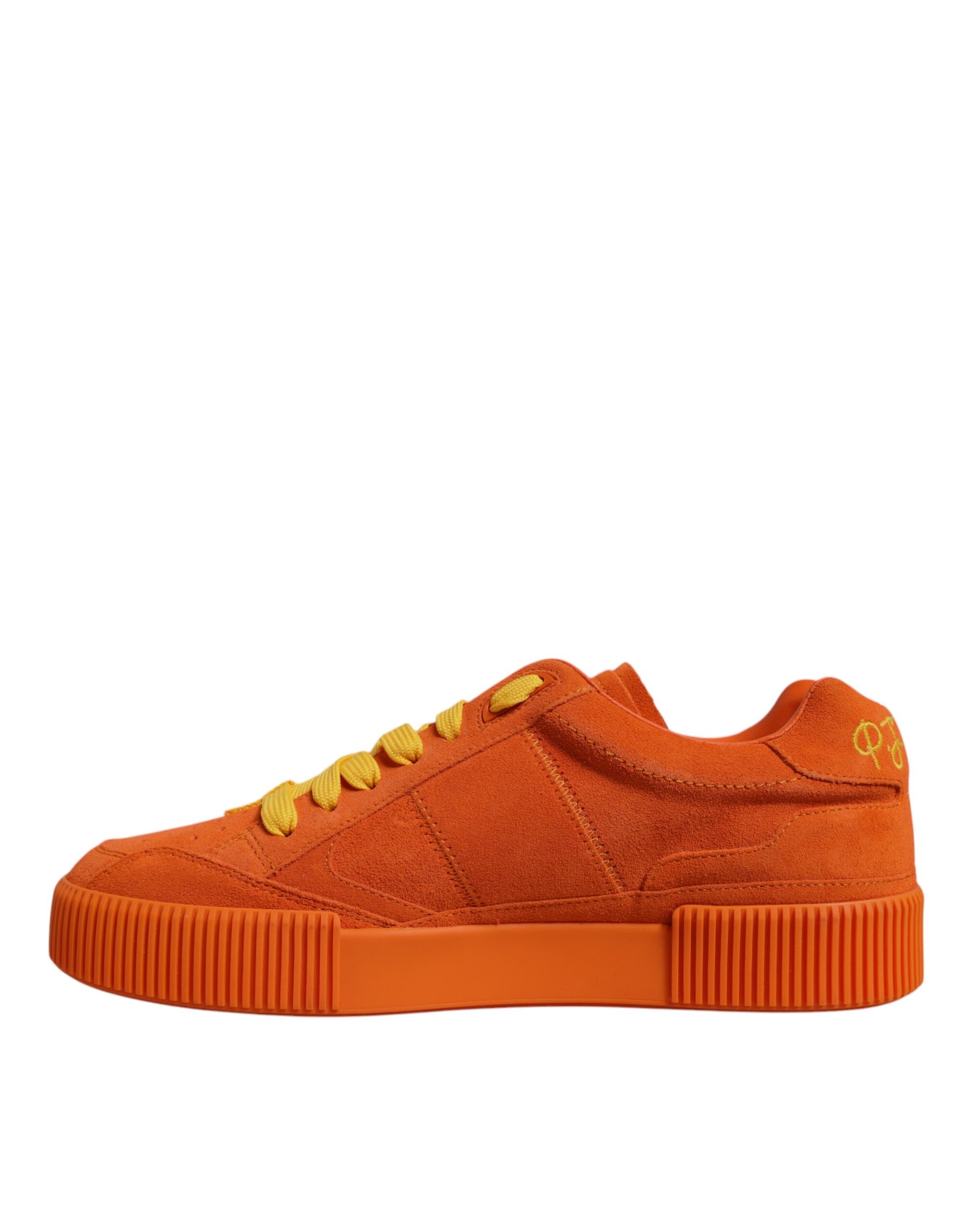 Dolce & Gabbana Orange Miami Leather Low Top Sneakers Men's Shoes