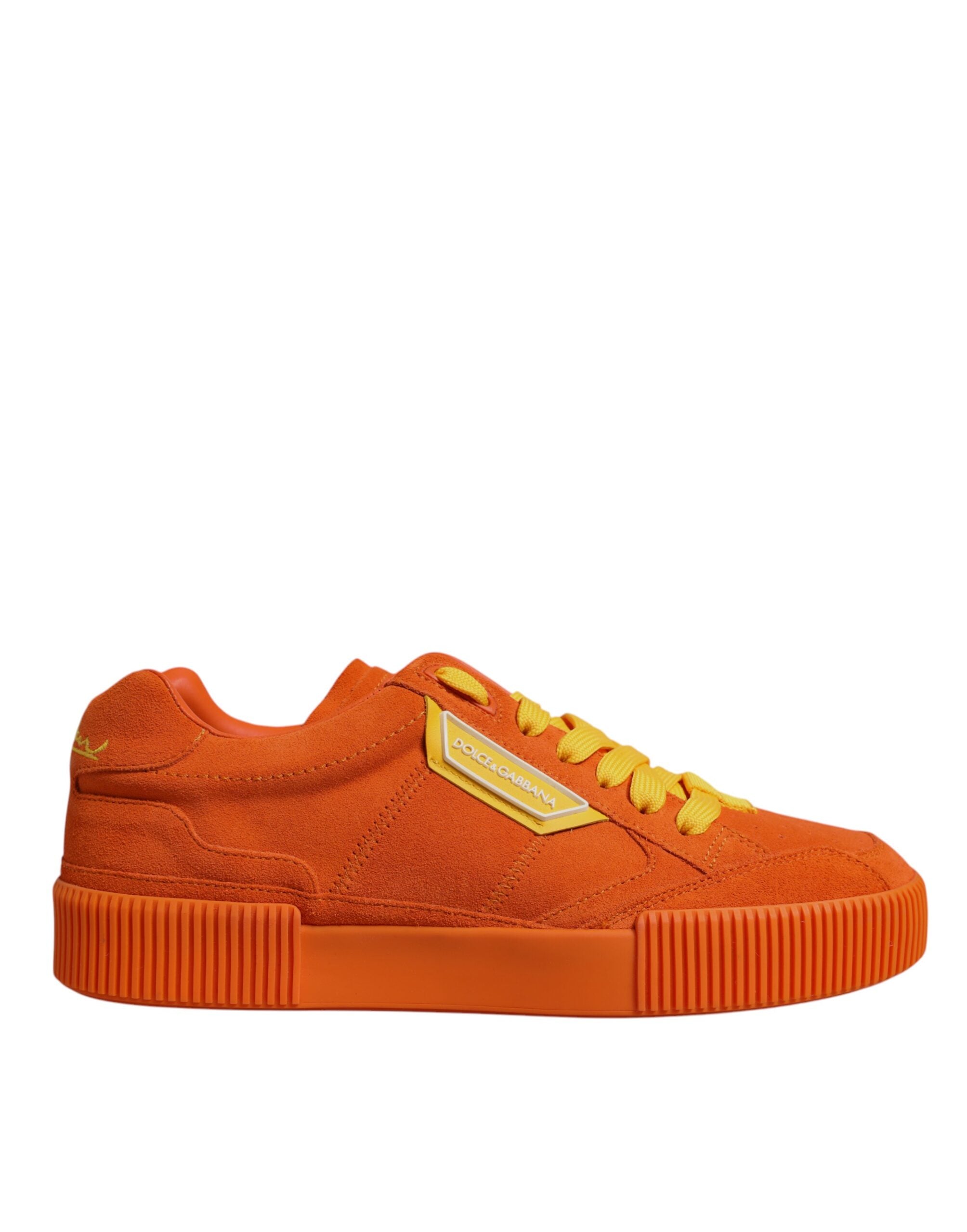 Dolce & Gabbana Orange Miami Leather Low Top Sneakers Men's Shoes