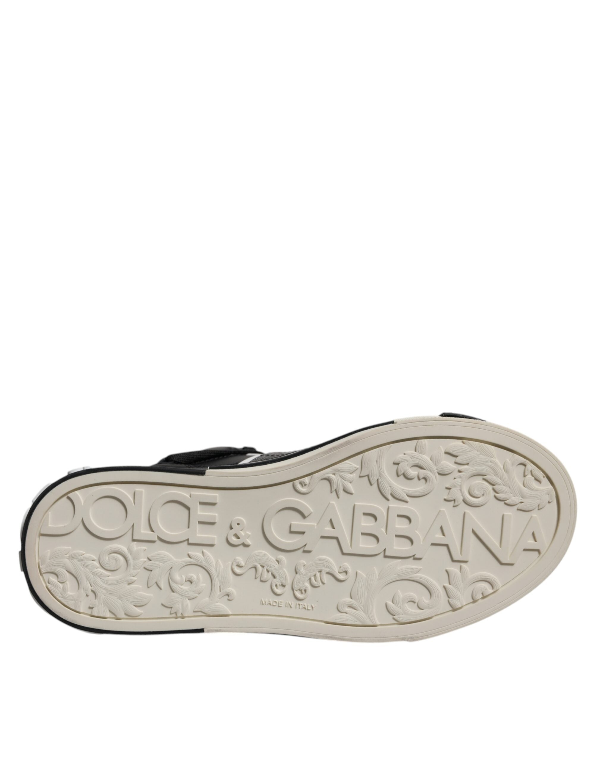 Dolce & Gabbana Black Silver Leather High Top Sneaker Men's Shoes