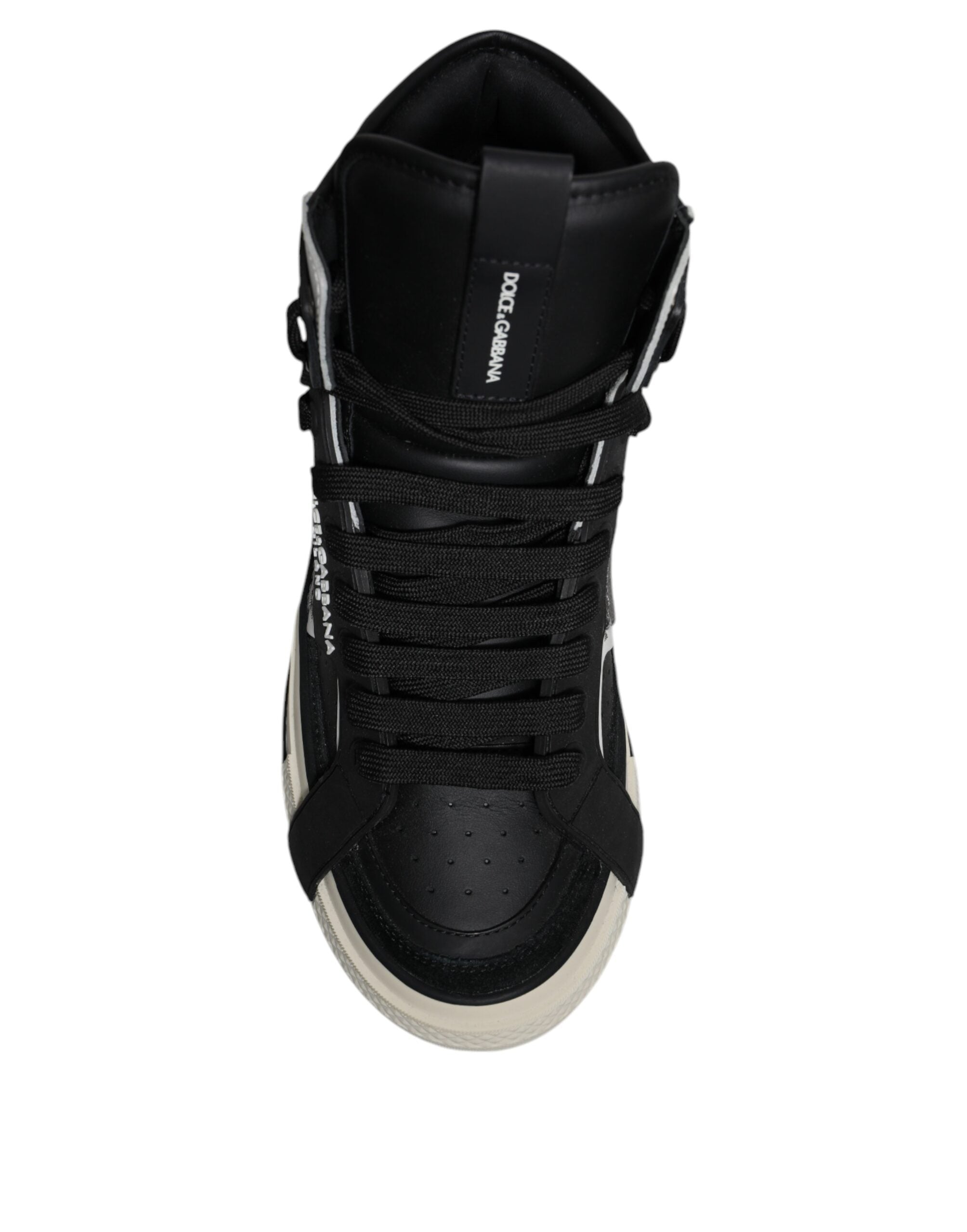 Dolce & Gabbana Black Silver Leather High Top Sneaker Men's Shoes