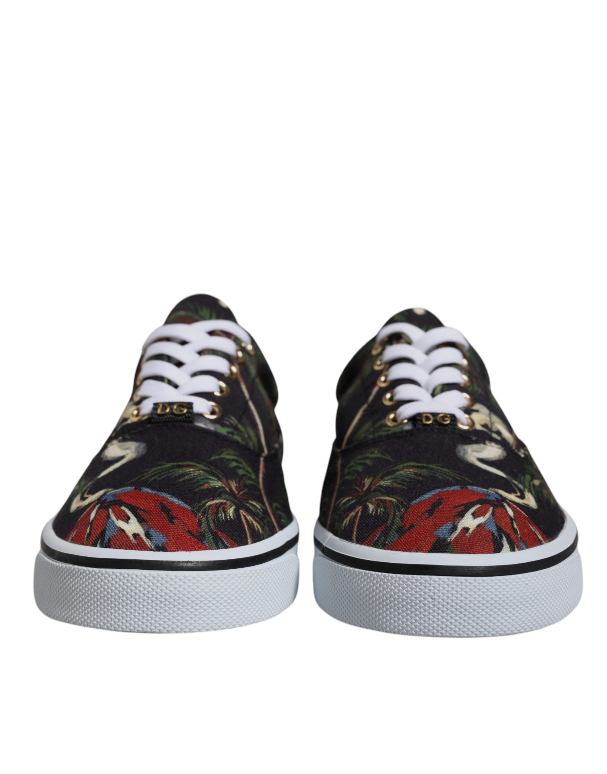 Dolce & Gabbana Black Tropical Print Low Top Sneakers Men's Shoes