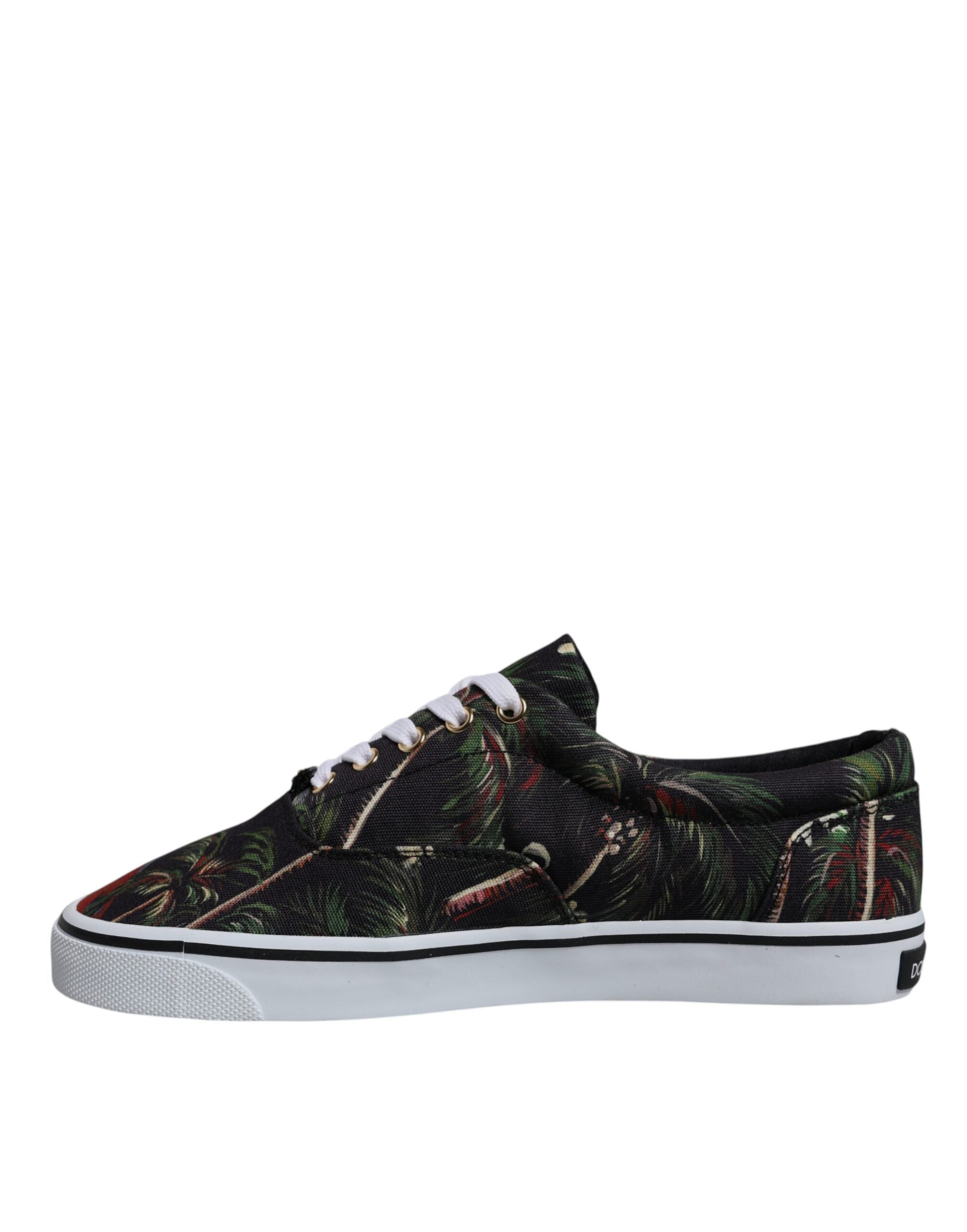 Dolce & Gabbana Black Tropical Print Low Top Sneakers Men's Shoes