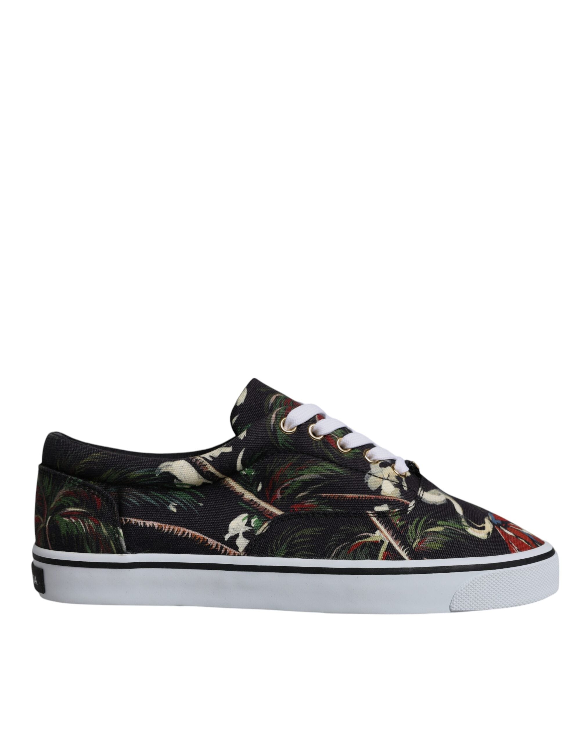 Dolce & Gabbana Black Tropical Print Low Top Sneakers Men's Shoes