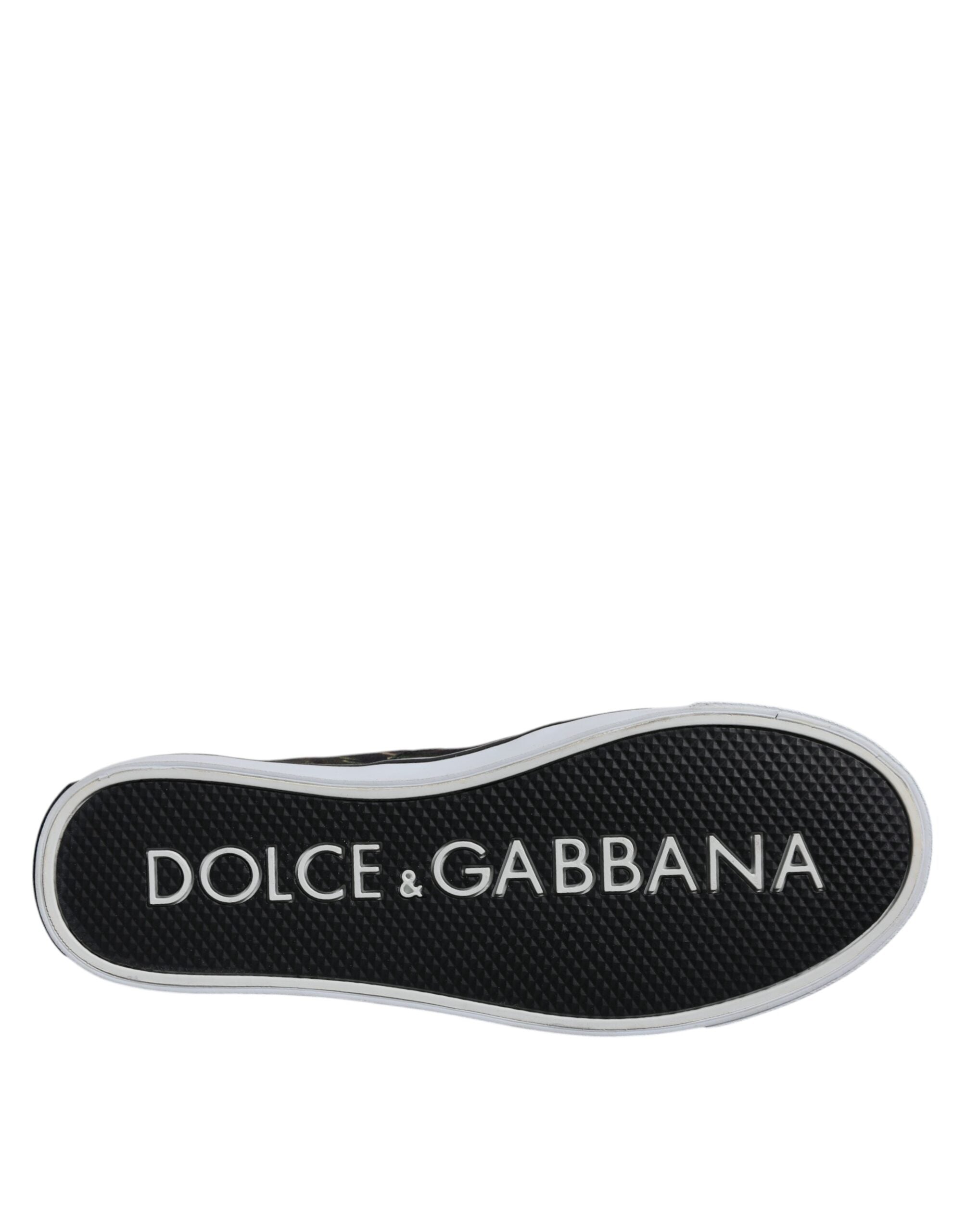 Dolce & Gabbana Black Tropical Print Low Top Sneakers Men's Shoes