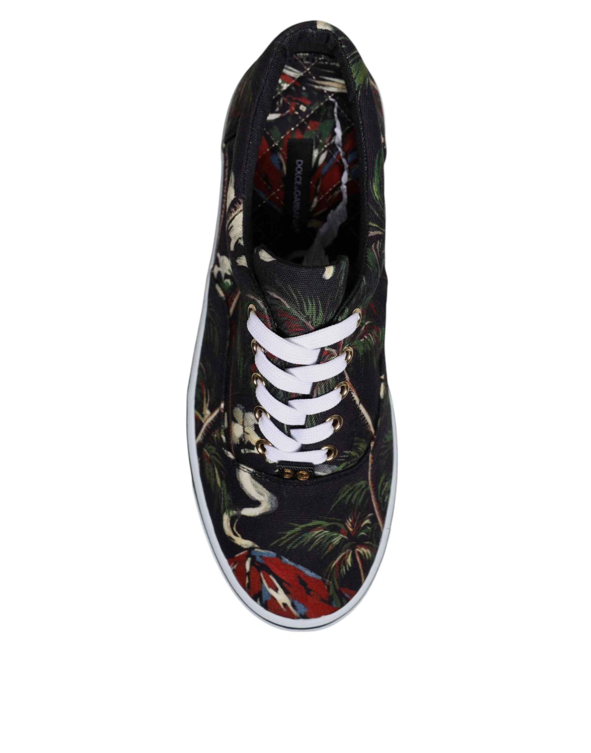 Dolce & Gabbana Black Tropical Print Low Top Sneakers Men's Shoes