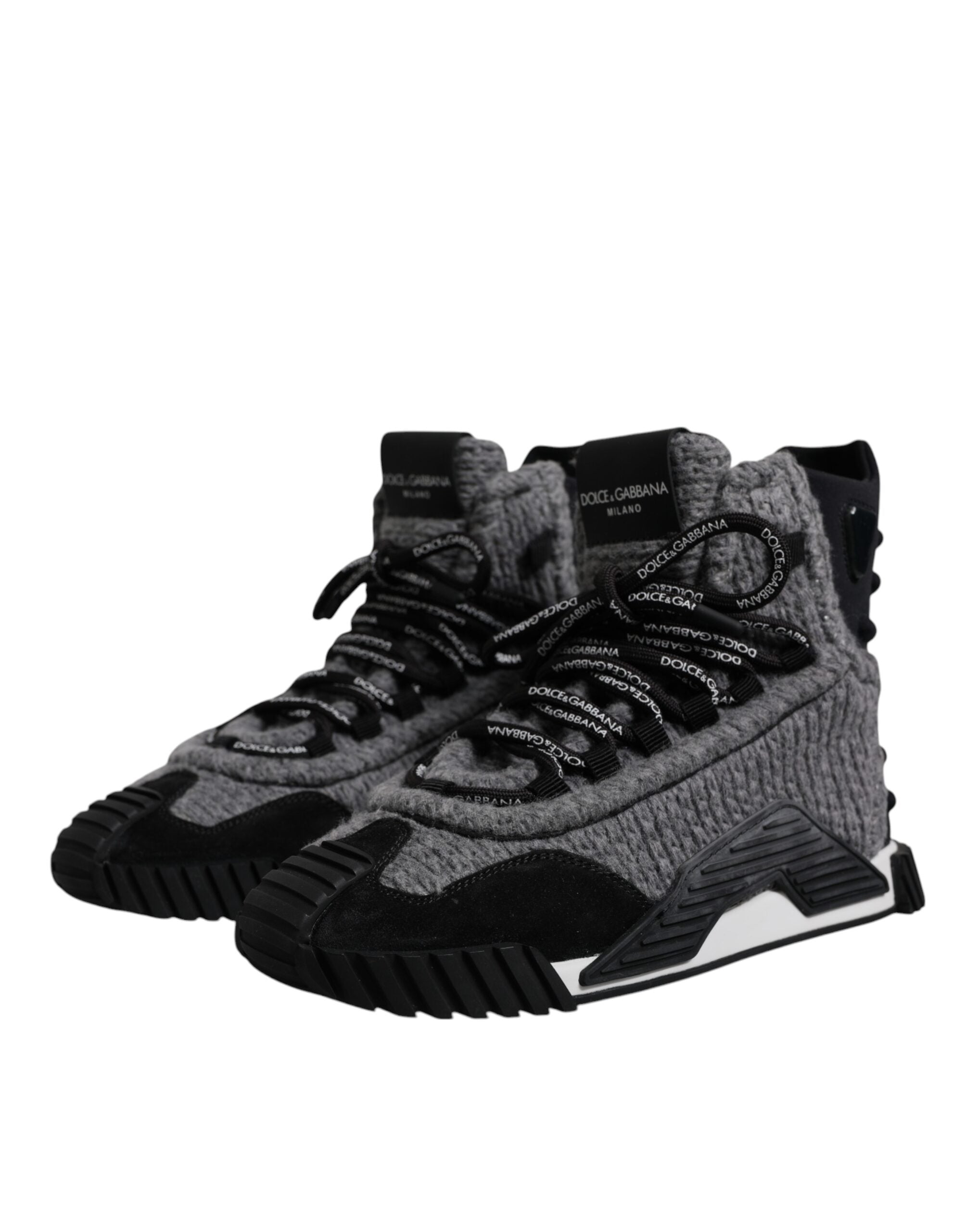 Dolce & Gabbana Gray Black NS1 High Top Boots Sneakers Women's Shoes