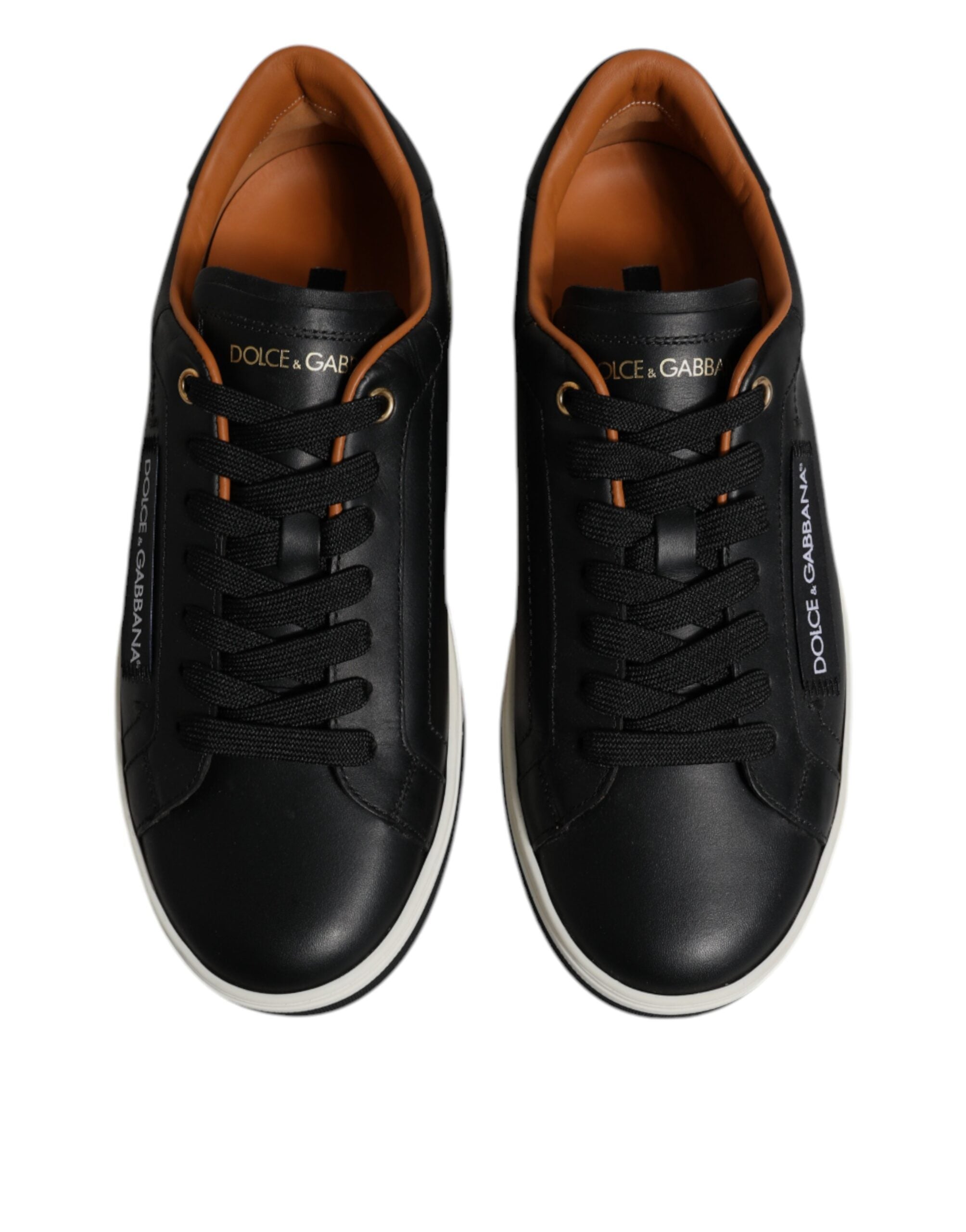 Dolce & Gabbana Black Leather Low Top Men Sneakers Men's Shoes