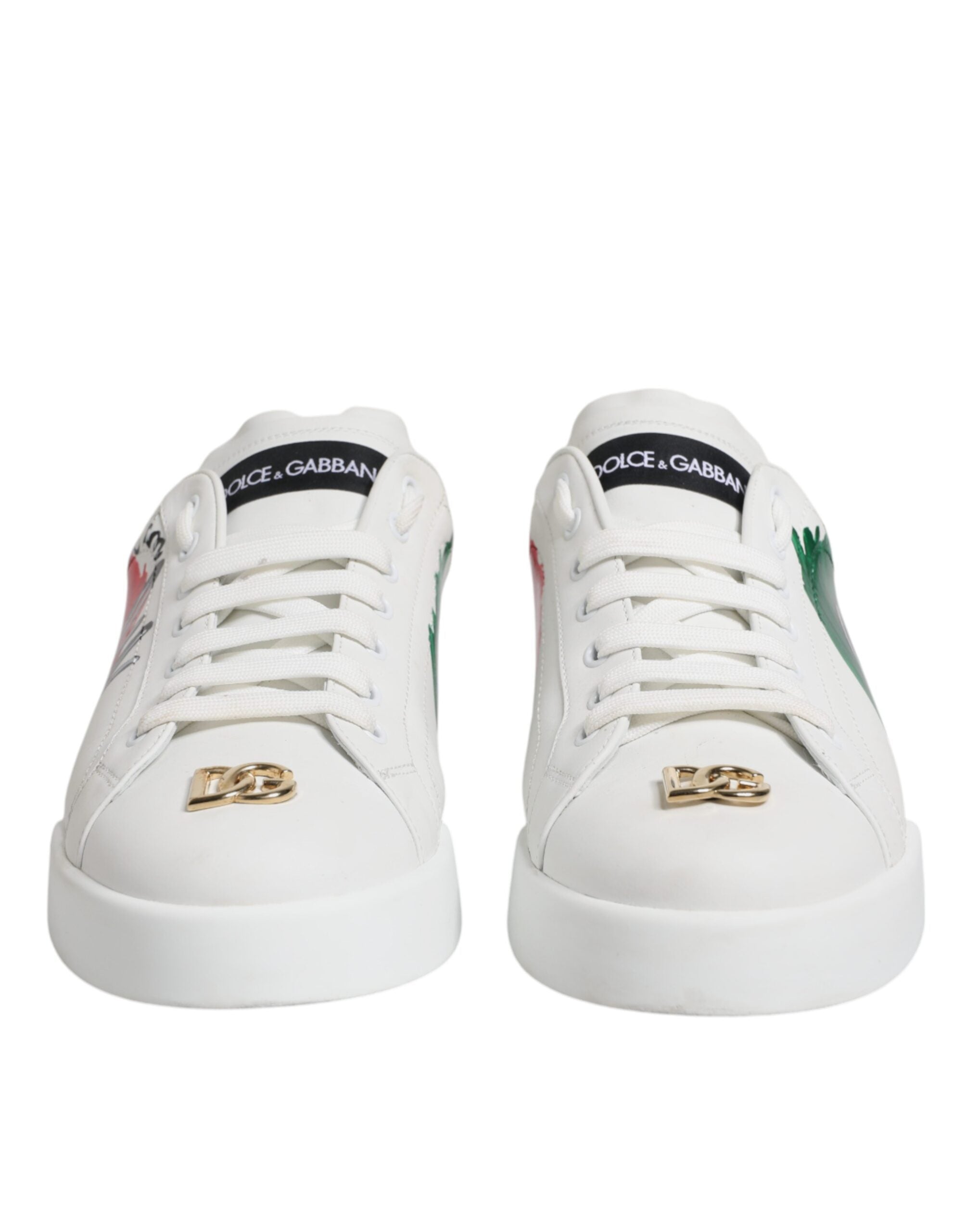 Dolce & Gabbana White Portofino Made In Italy Print Sneakers Men's Shoes (Pre-Owned)