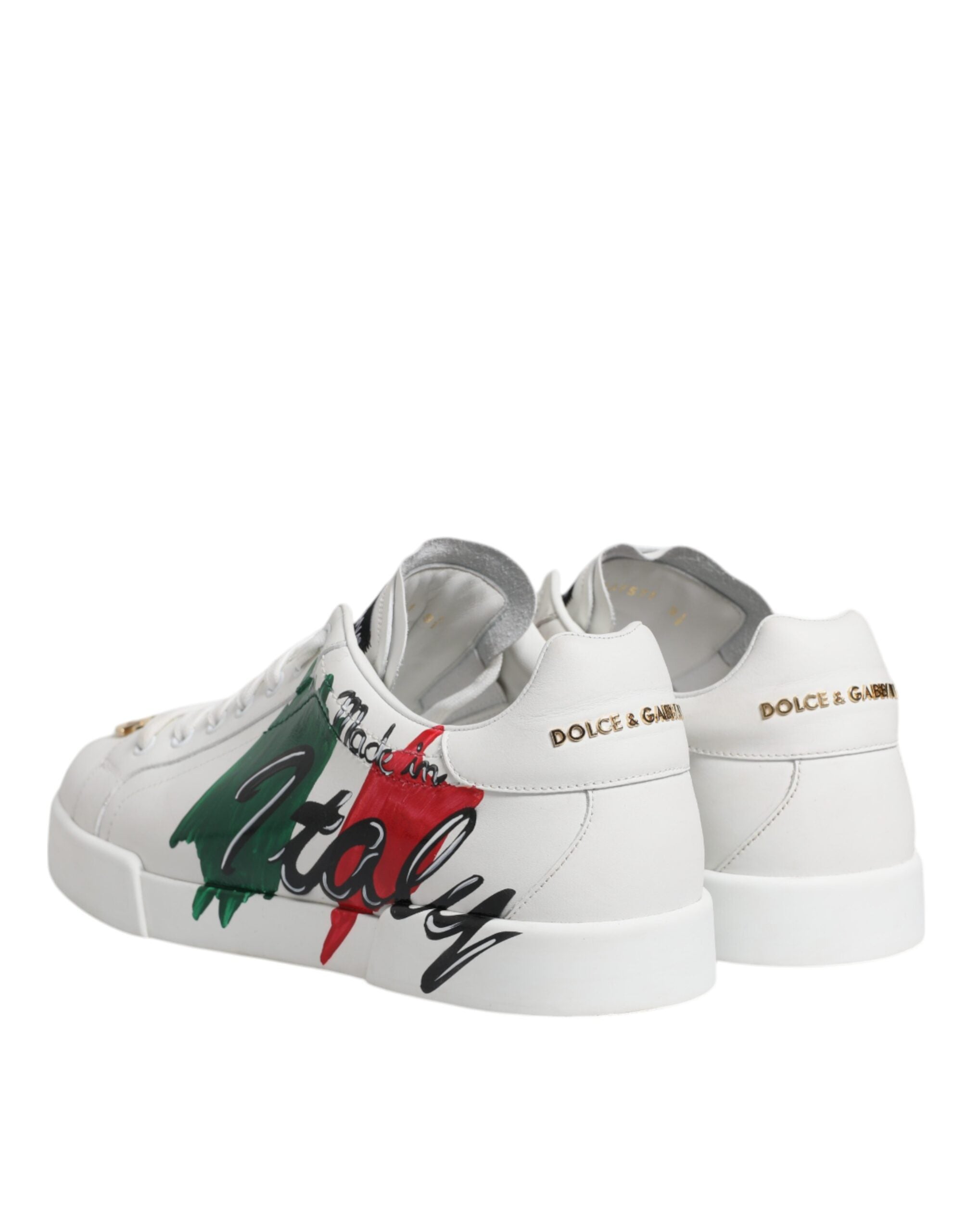 Dolce & Gabbana White Portofino Made In Italy Print Sneakers Men's Shoes (Pre-Owned)