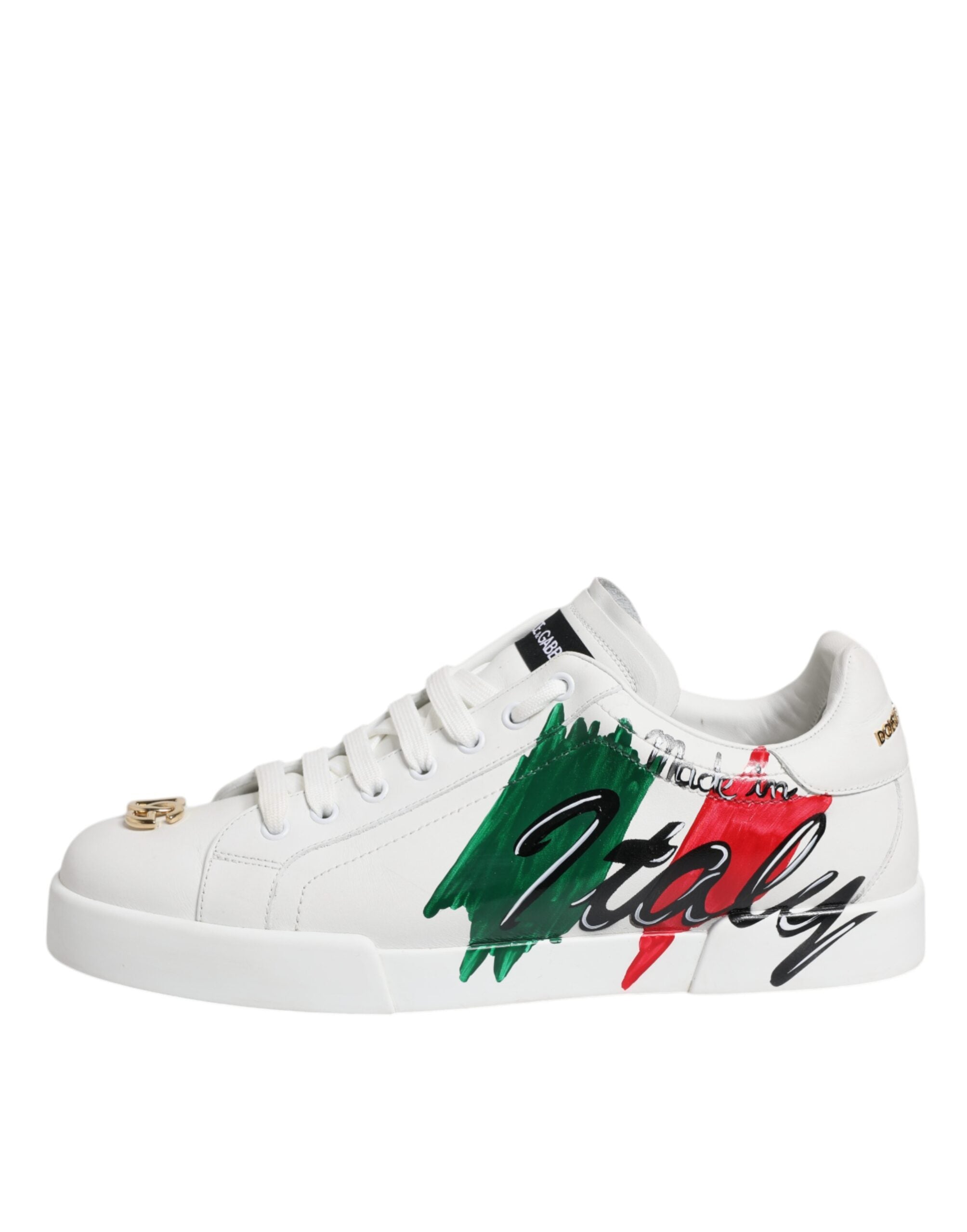 Dolce & Gabbana White Portofino Made In Italy Print Sneakers Men's Shoes (Pre-Owned)