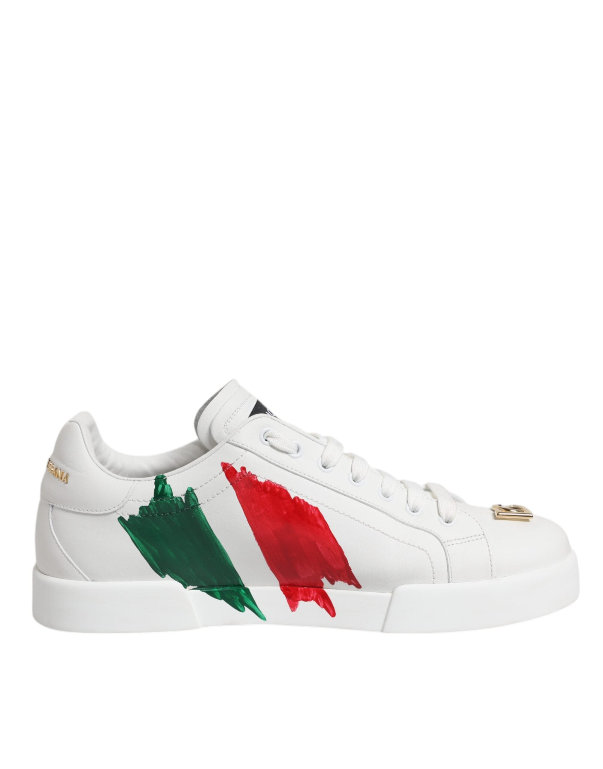 Dolce & Gabbana White Portofino Made In Italy Print Sneakers Men's Shoes (Pre-Owned)