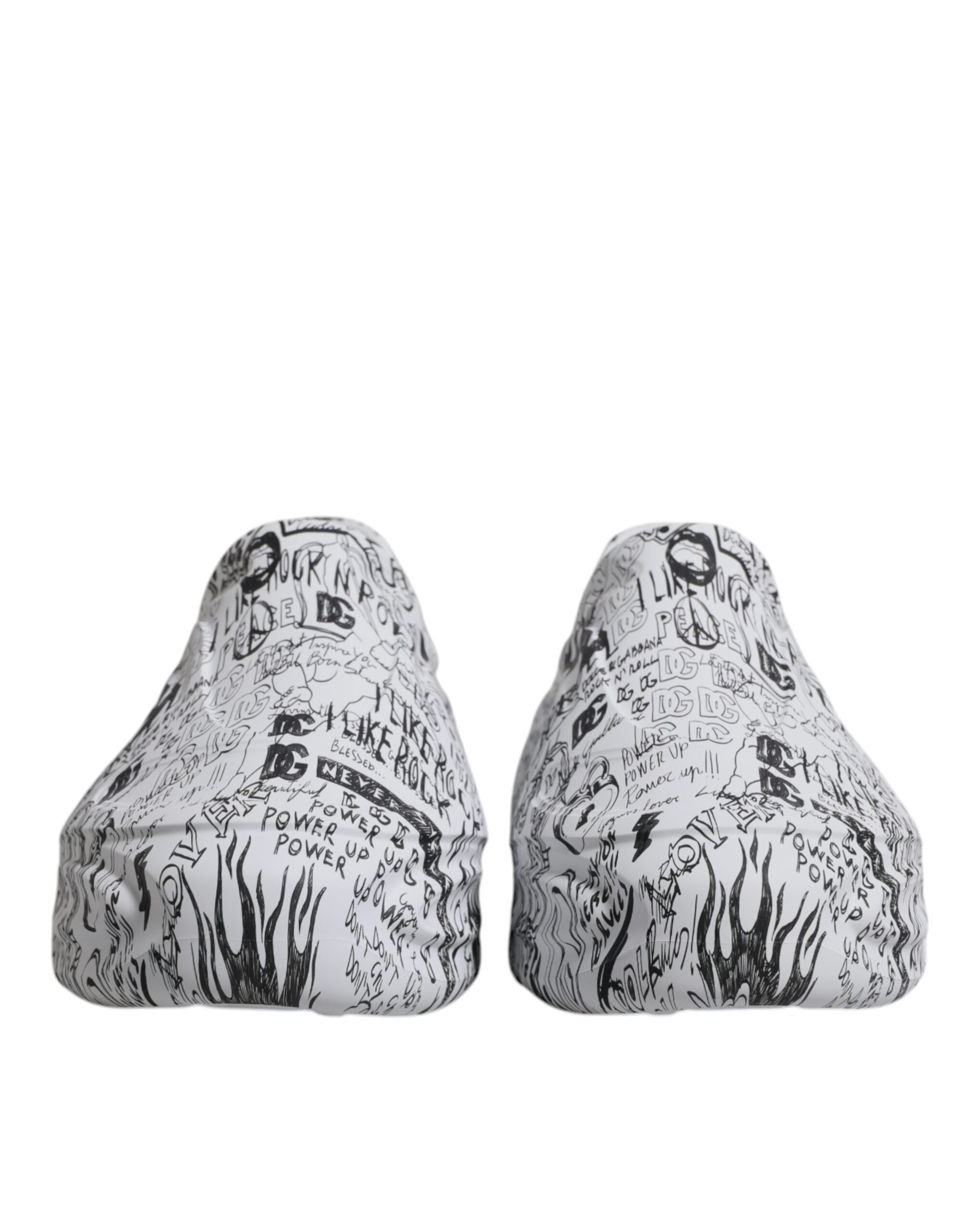 Dolce & Gabbana White Black Graffiti Daymaster Sneakers Men's Shoes