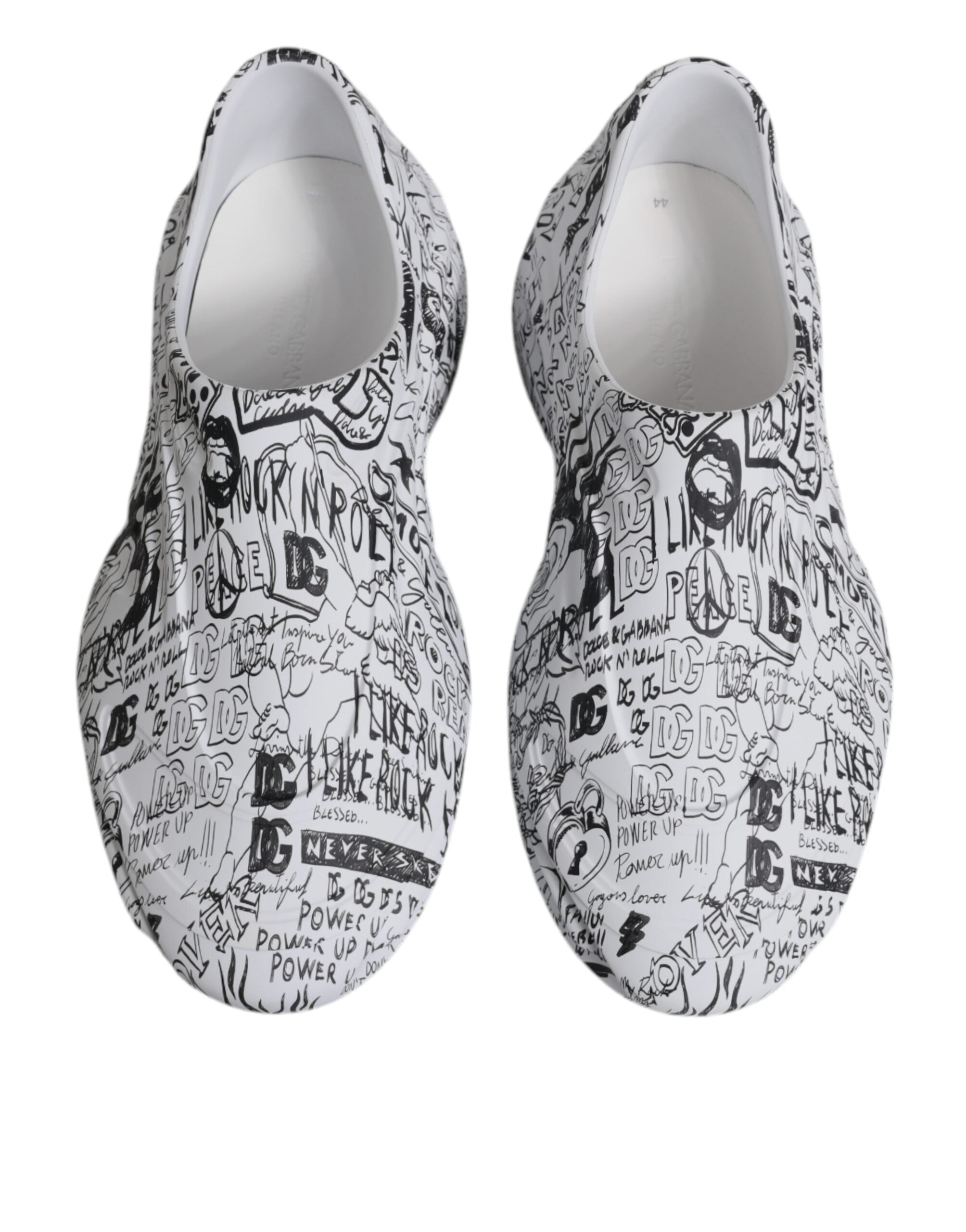 Dolce & Gabbana White Black Graffiti Daymaster Sneakers Men's Shoes
