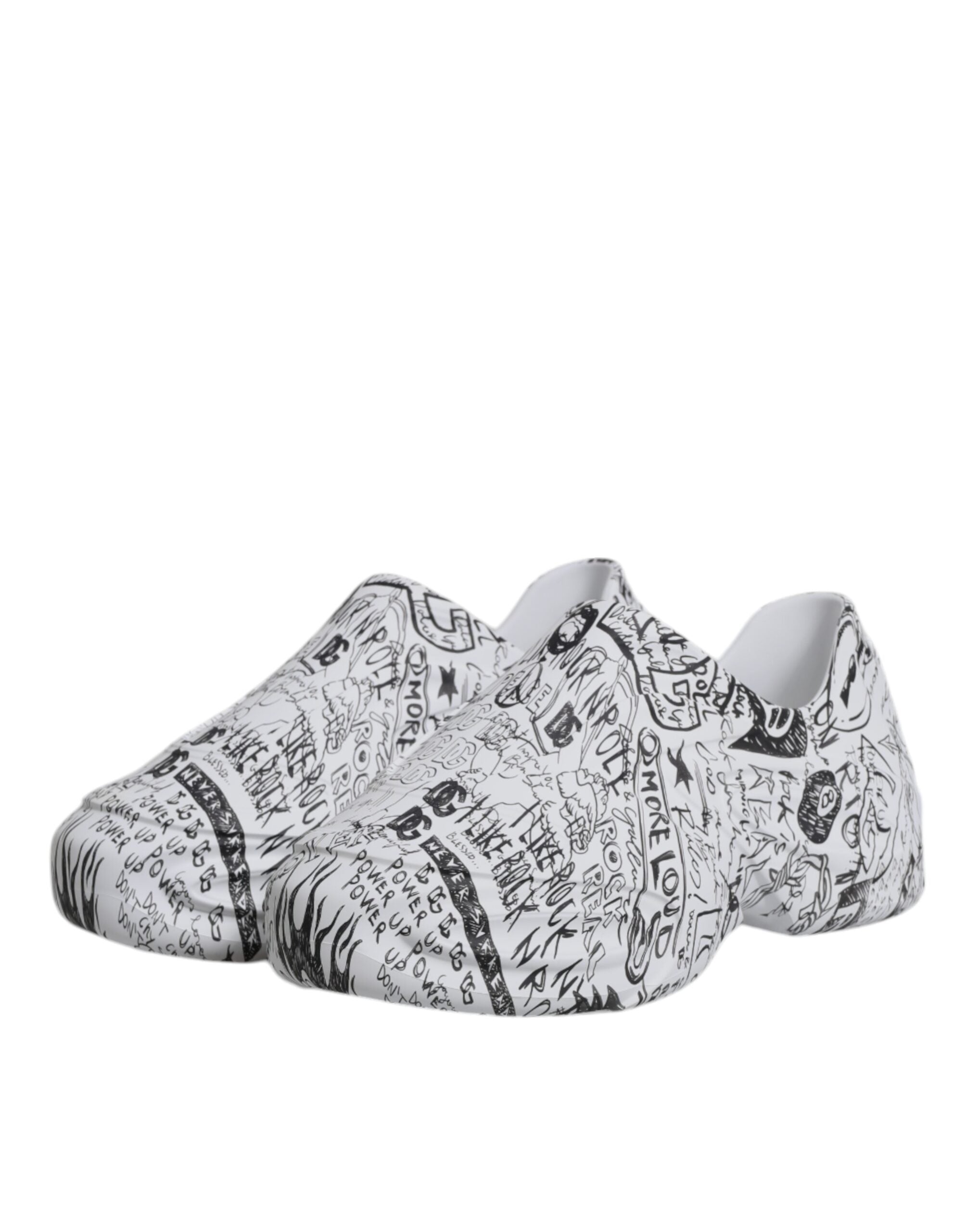 Dolce & Gabbana White Black Graffiti Daymaster Sneakers Men's Shoes