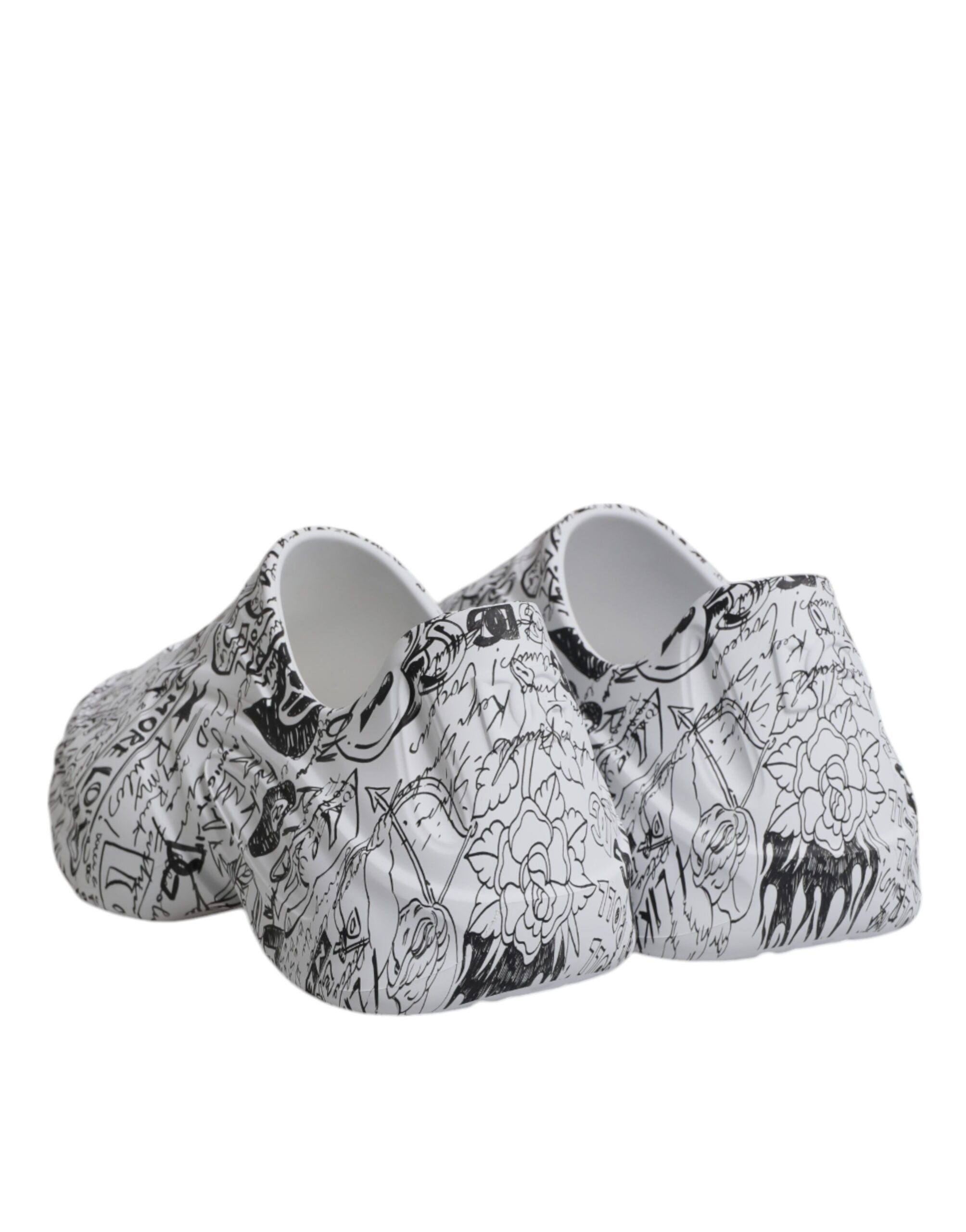 Dolce & Gabbana White Black Graffiti Daymaster Sneakers Men's Shoes