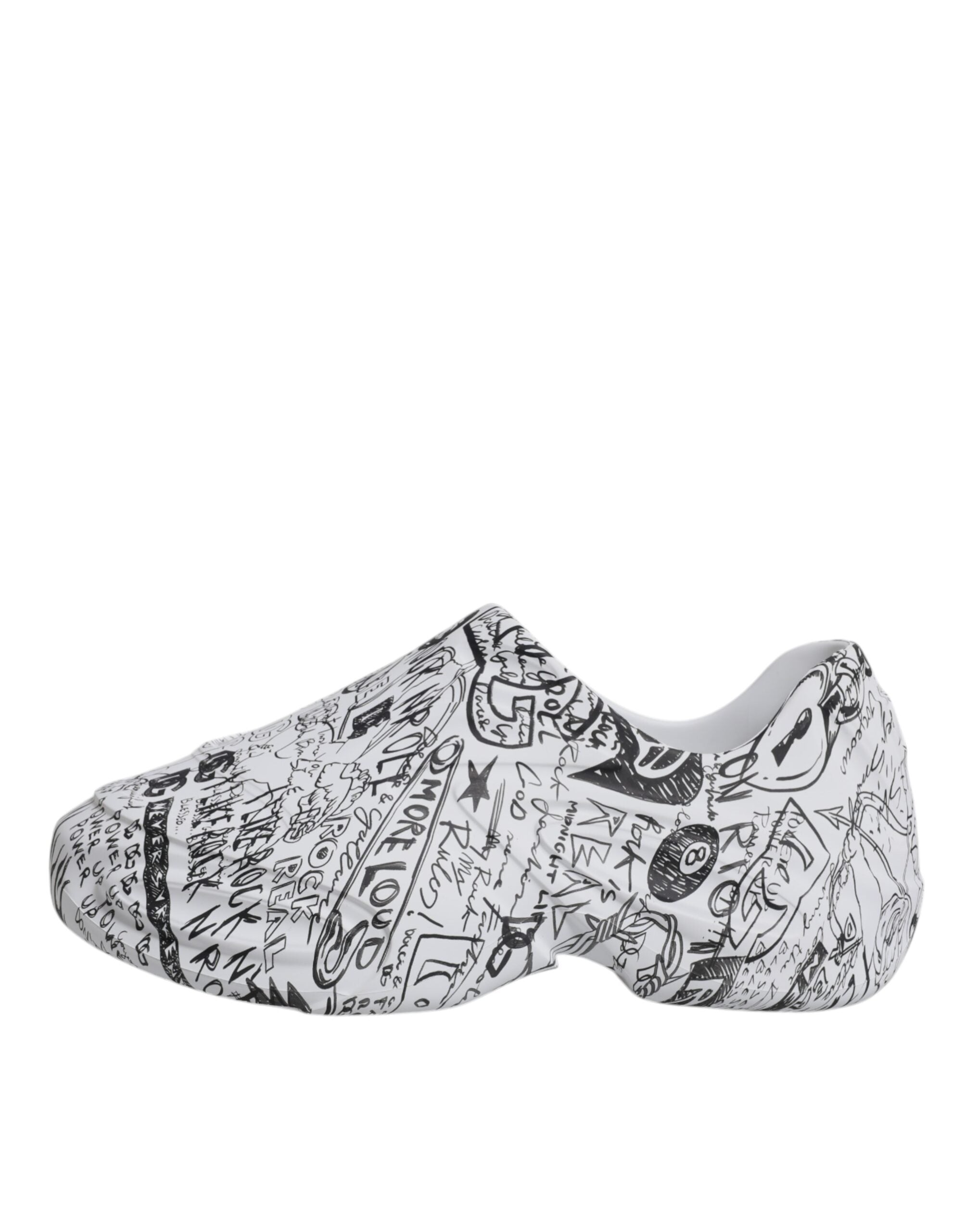 Dolce & Gabbana White Black Graffiti Daymaster Sneakers Men's Shoes