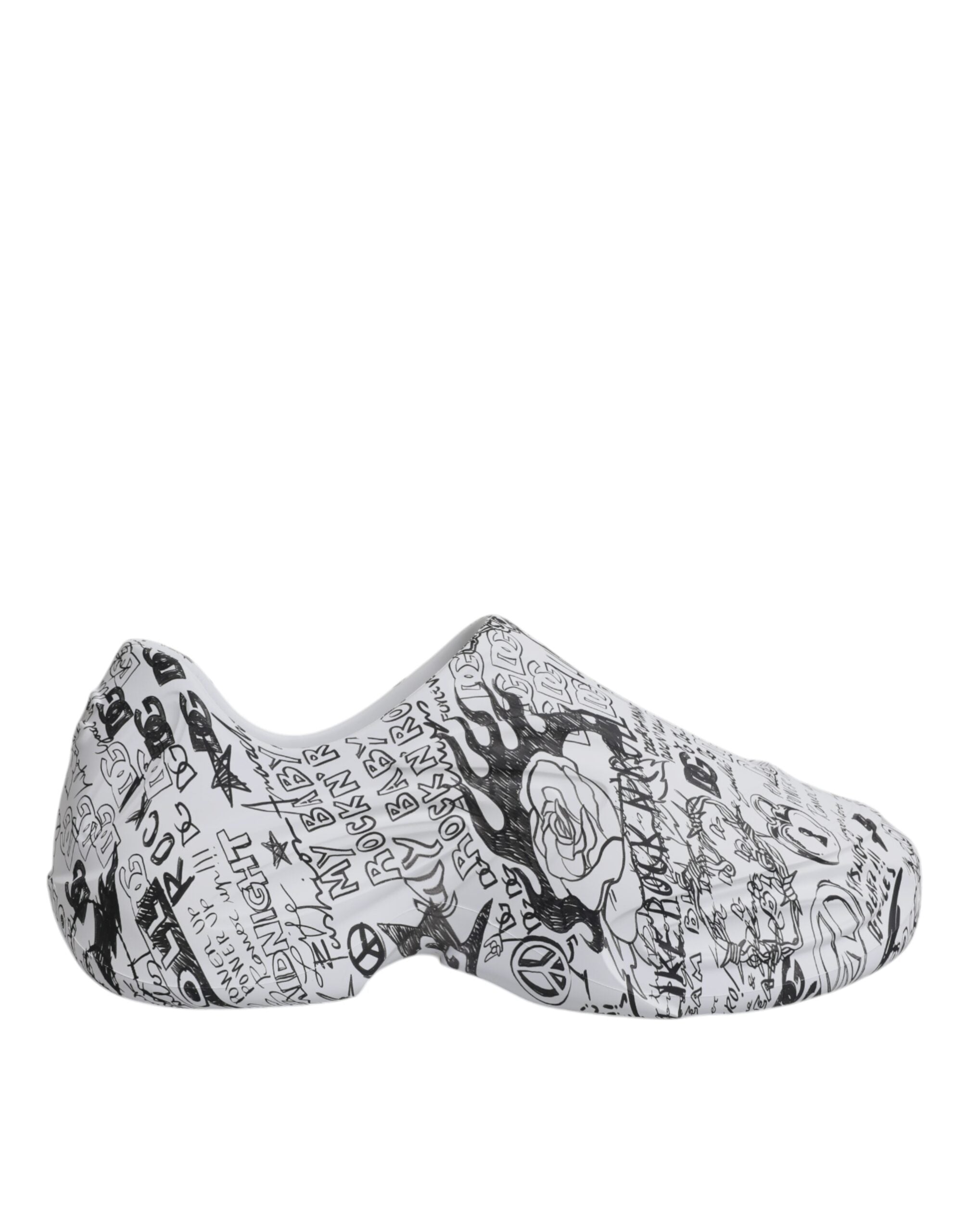 Dolce & Gabbana White Black Graffiti Daymaster Sneakers Men's Shoes