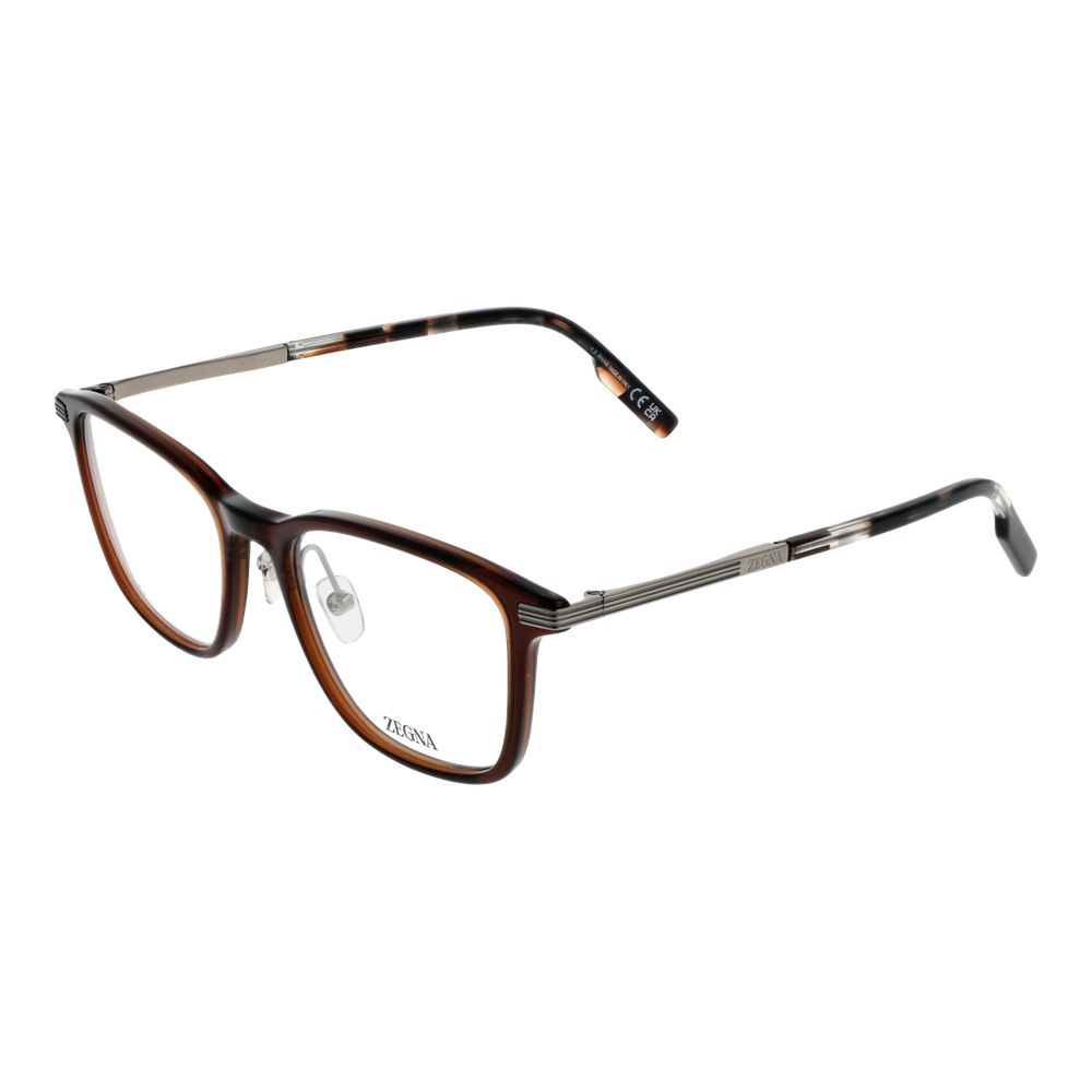 Ermenegildo Zegna Brown Plastic & Titanium Glasses Men's (Frames)