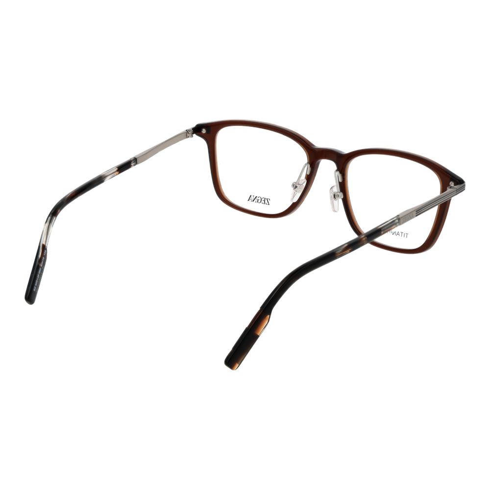 Ermenegildo Zegna Brown Plastic & Titanium Glasses Men's (Frames)