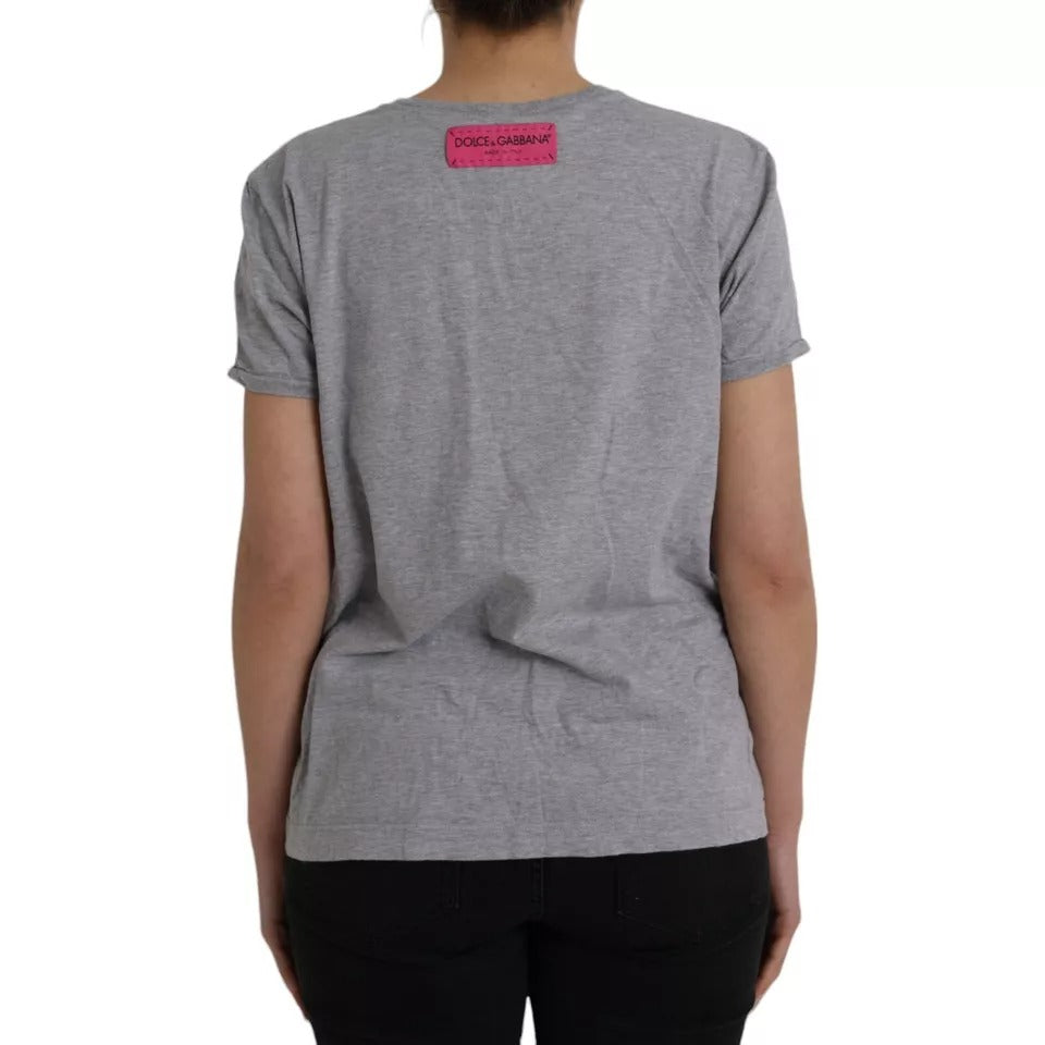 Dolce & Gabbana Gray Cotton L'Amore E'Bellezza Top Women's T-shirt