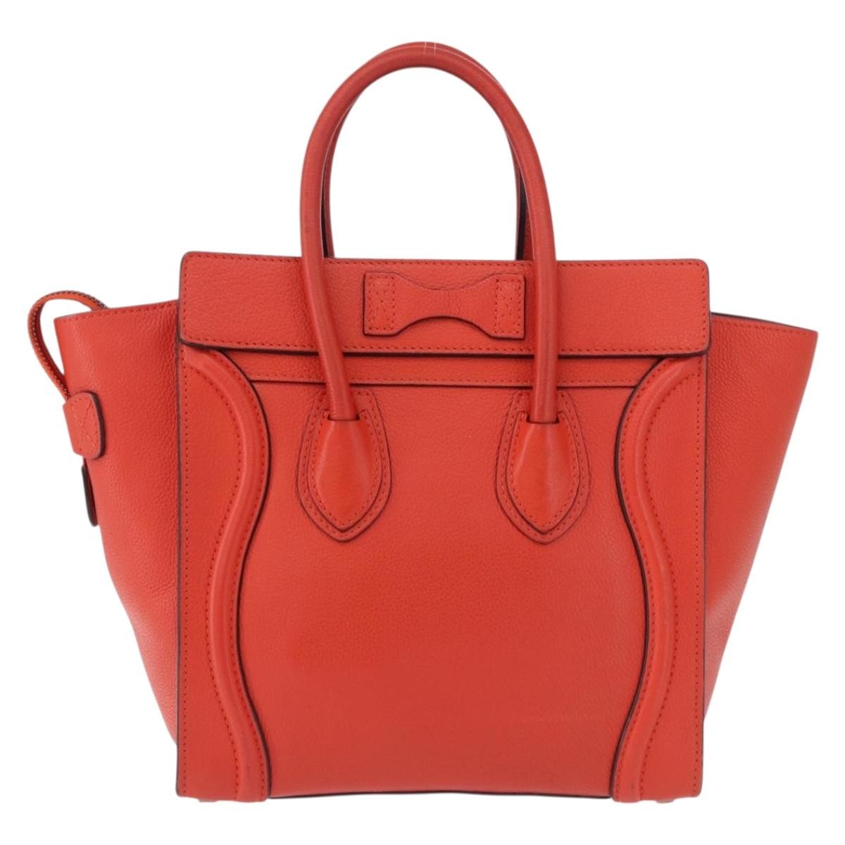 Celine Luggage Smooth Leather Red Leather Handbag (Pre-Owned)