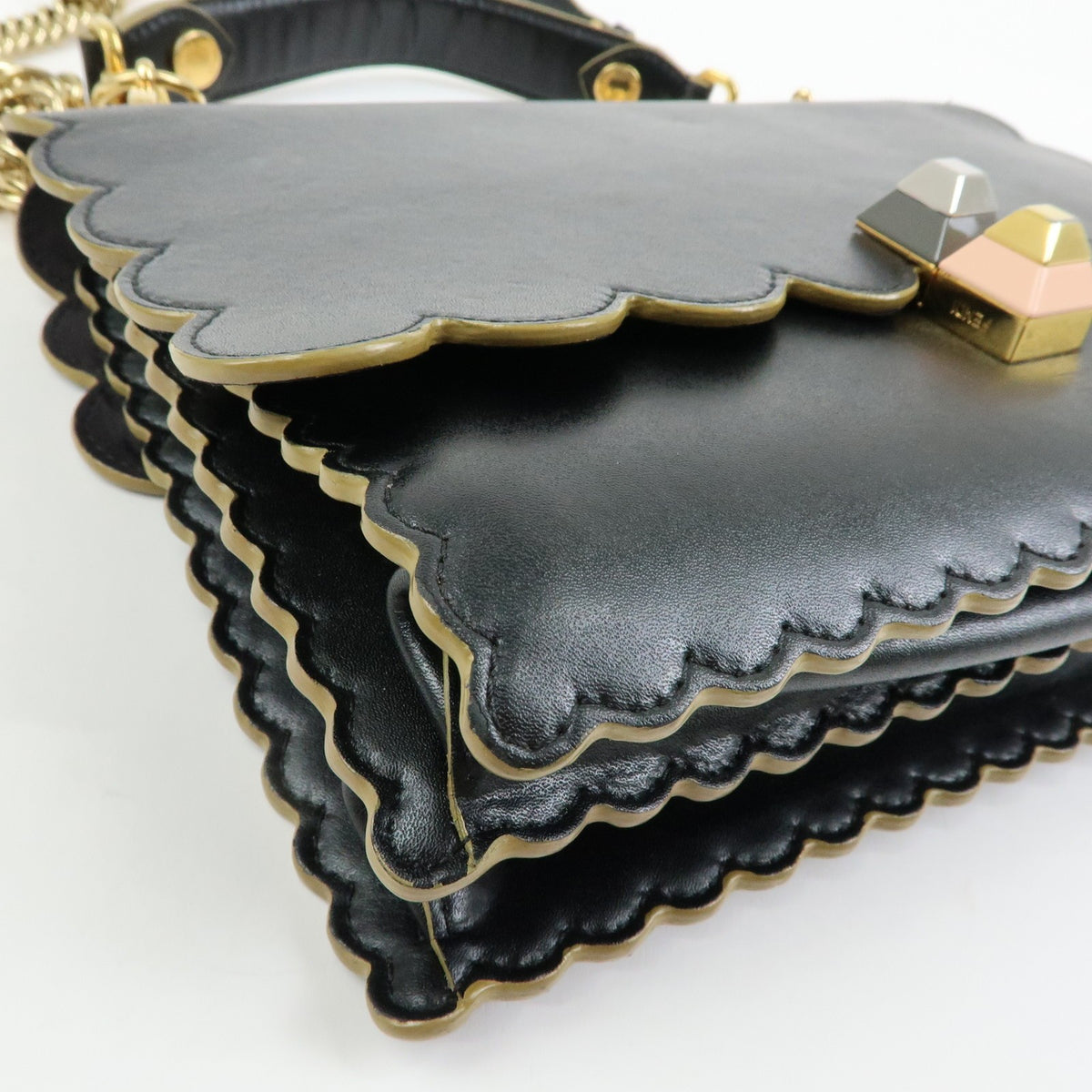 Fendi Kan I Leather Black Leather Shoulder Bag Bag (Pre-Owned)