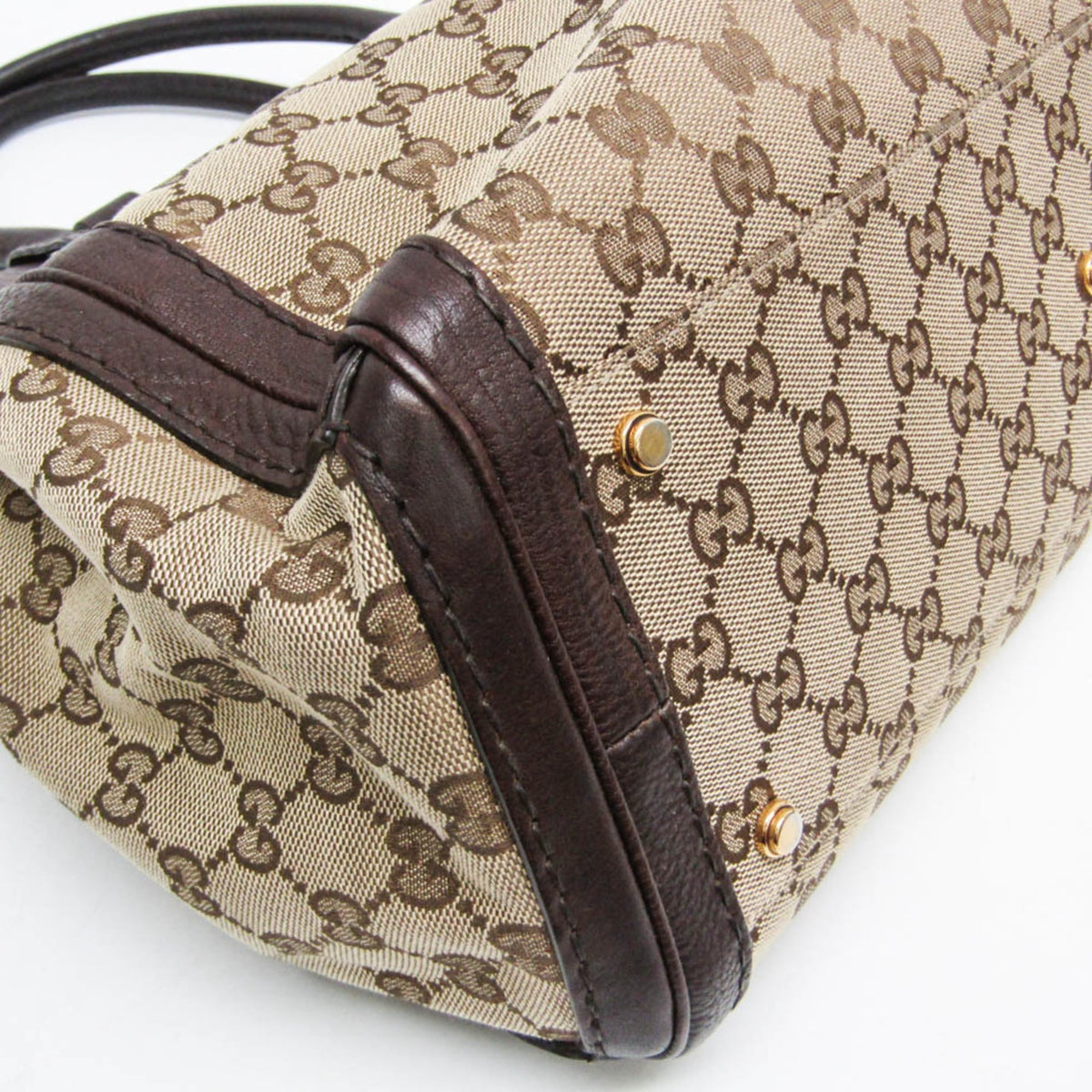 Gucci Gg Running Gg Canvas With Leather Beige Canvas Tote Bag Bag (Pre-Owned)