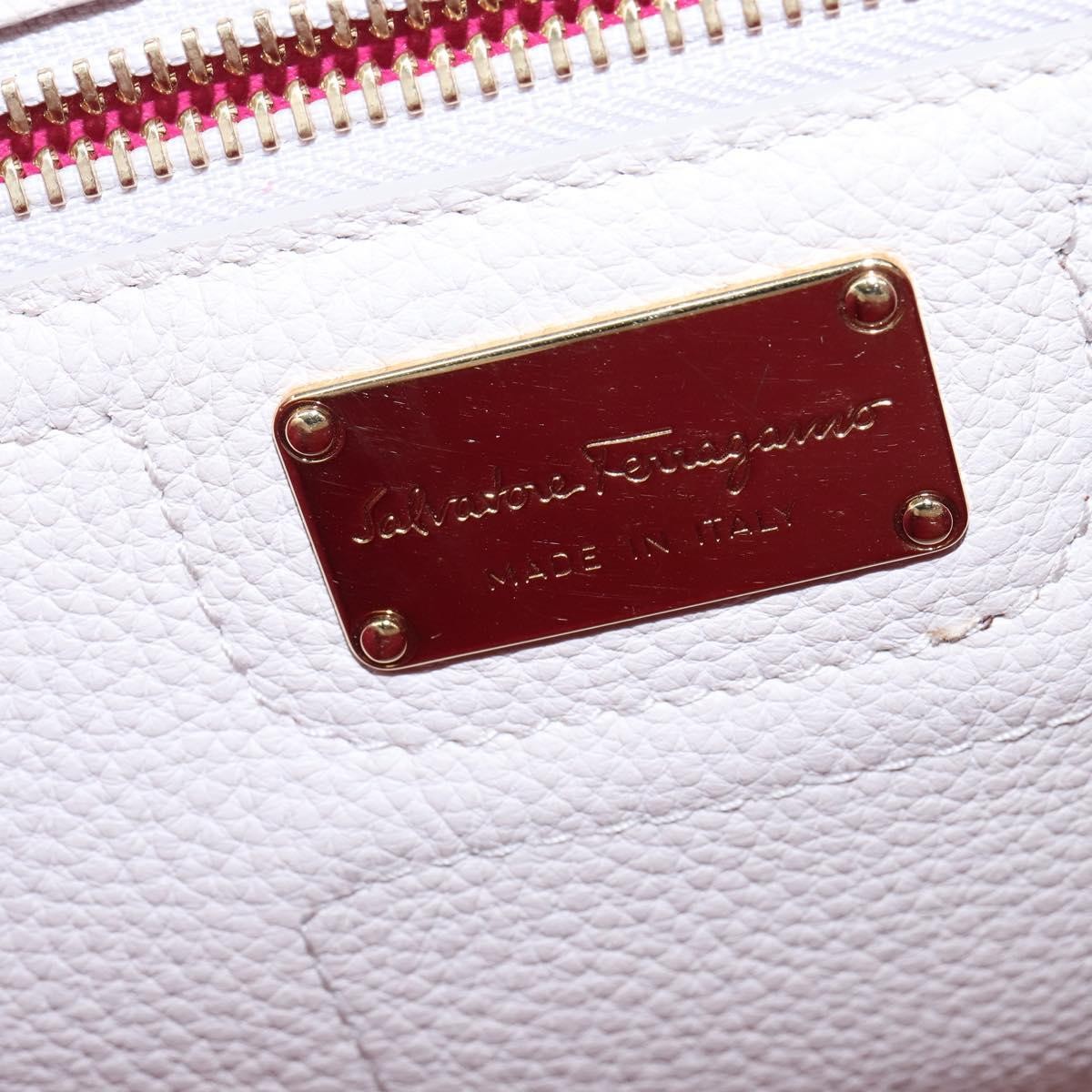 Salvatore Ferragamo Amy Tote Pebbled Leather Beige Leather Handbag (Pre-Owned)