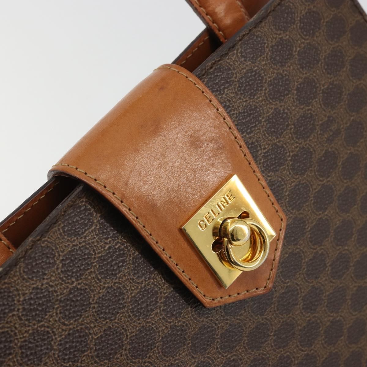 Celine Vintage Macadam Canvas Brown Canvas Handbag (Pre-Owned)