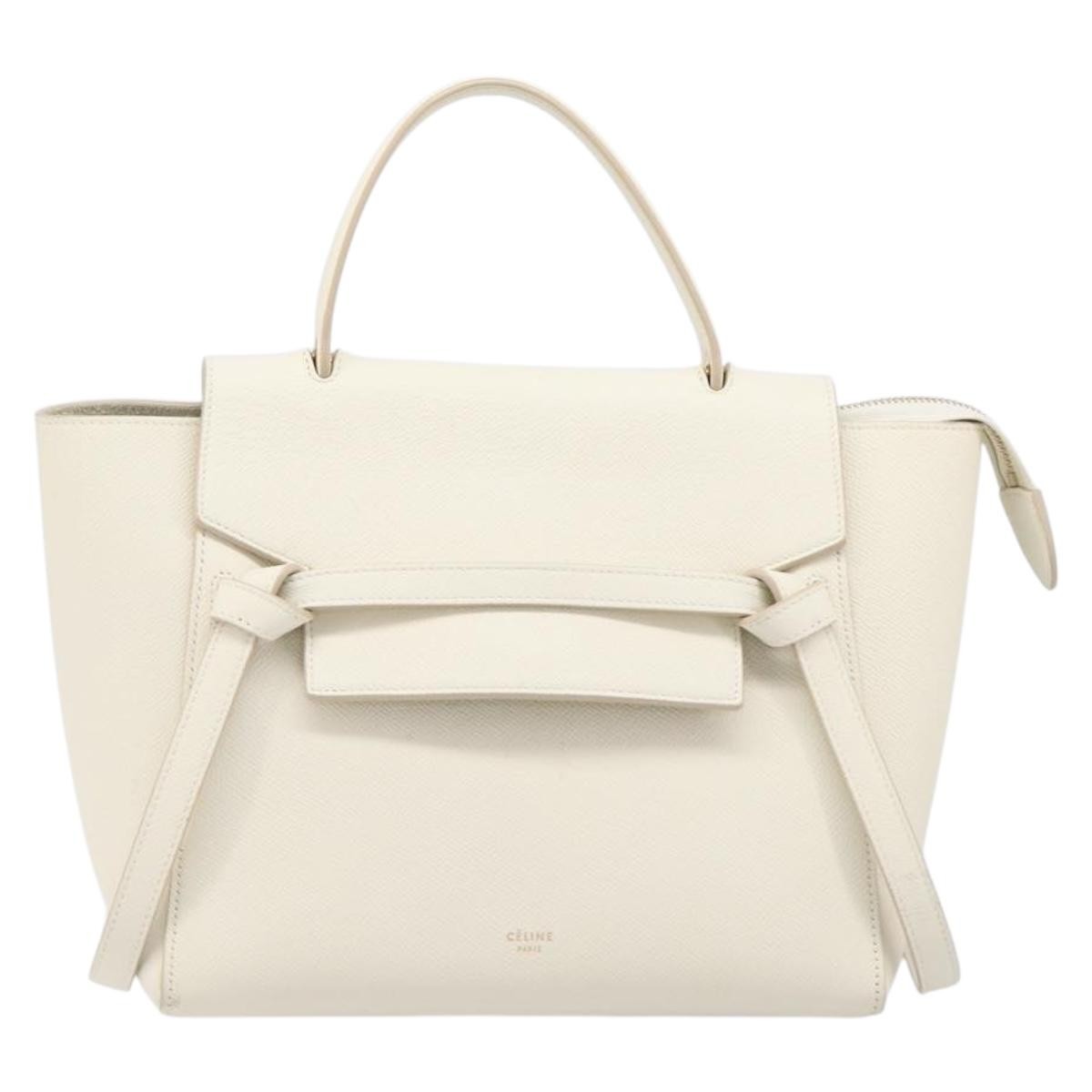 Celine Belt Leather White Leather Handbag (Pre-Owned)