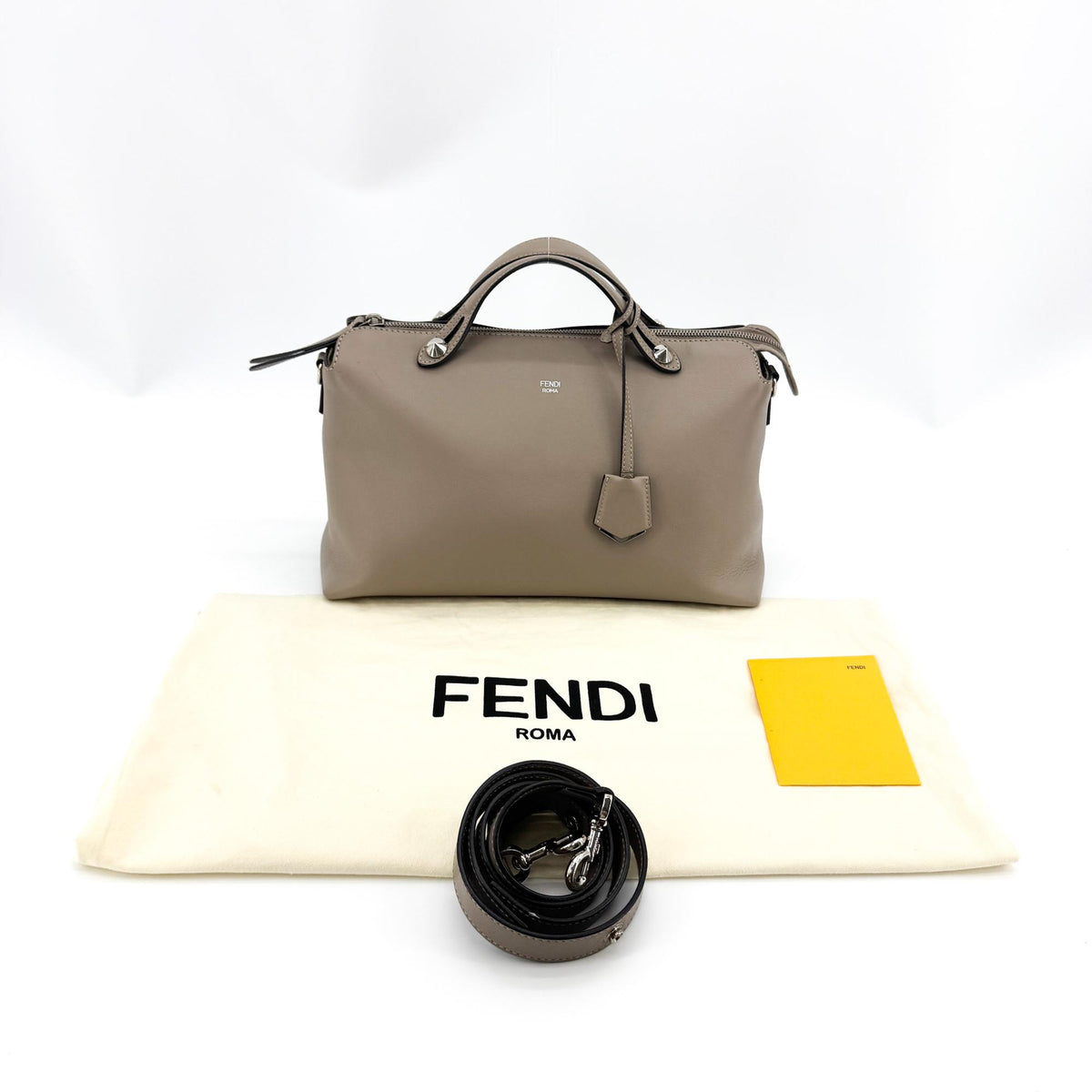 Fendi By The Way Satchel Calfskin Beige Leather Handbag (Pre-Owned)