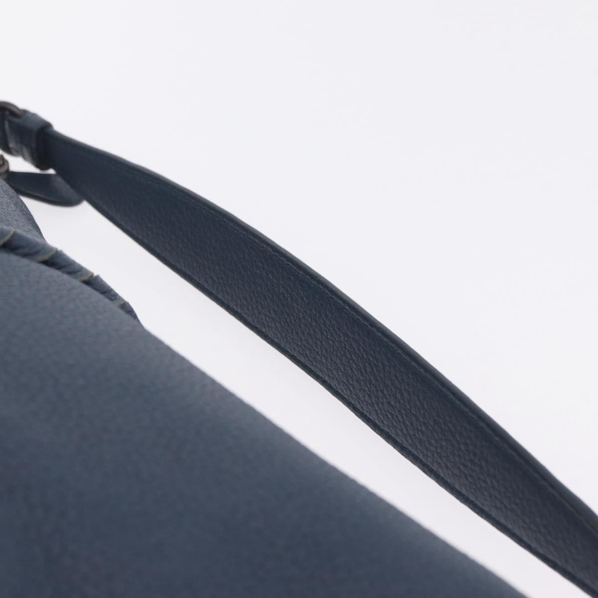 Bottega Veneta Zip Hobo Cervo With Intrecciato Detail Blue Leather Shoulder Bag Bag (Pre-Owned)