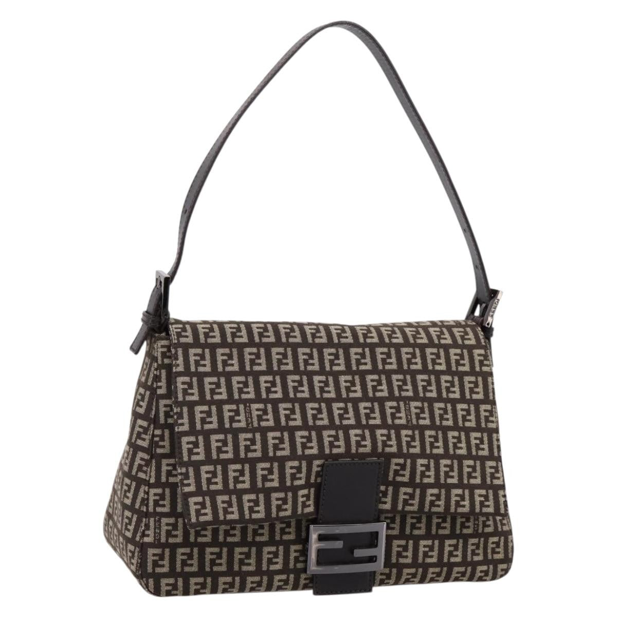Fendi Mamma Baguette Zucchino Canvas Brown Canvas Shoulder Bag Bag (Pre-Owned)