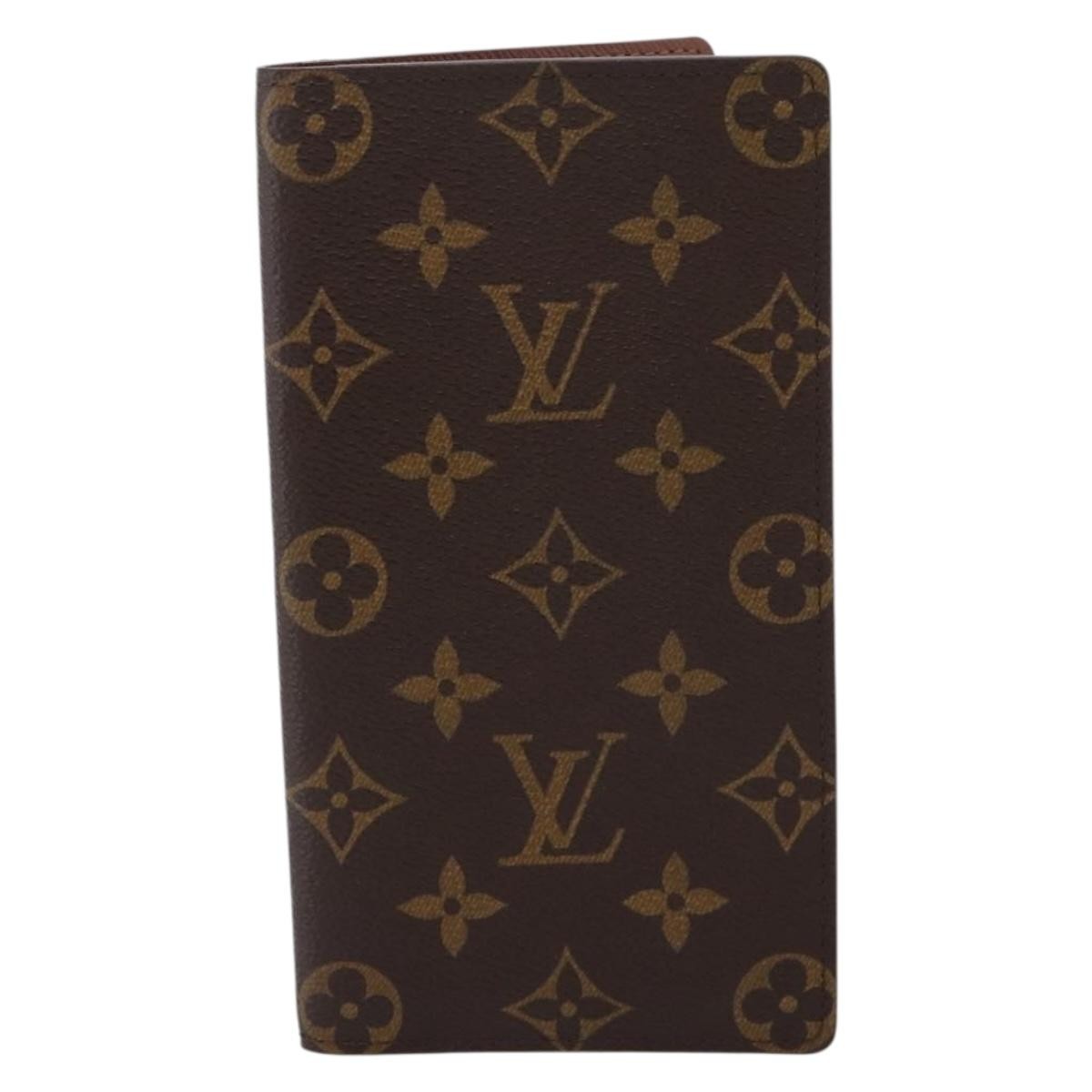 Louis Vuitton Porte Valeurs Checkbook Monogram Canvas Brown Canvas Wallets Accessory (Pre-Owned)
