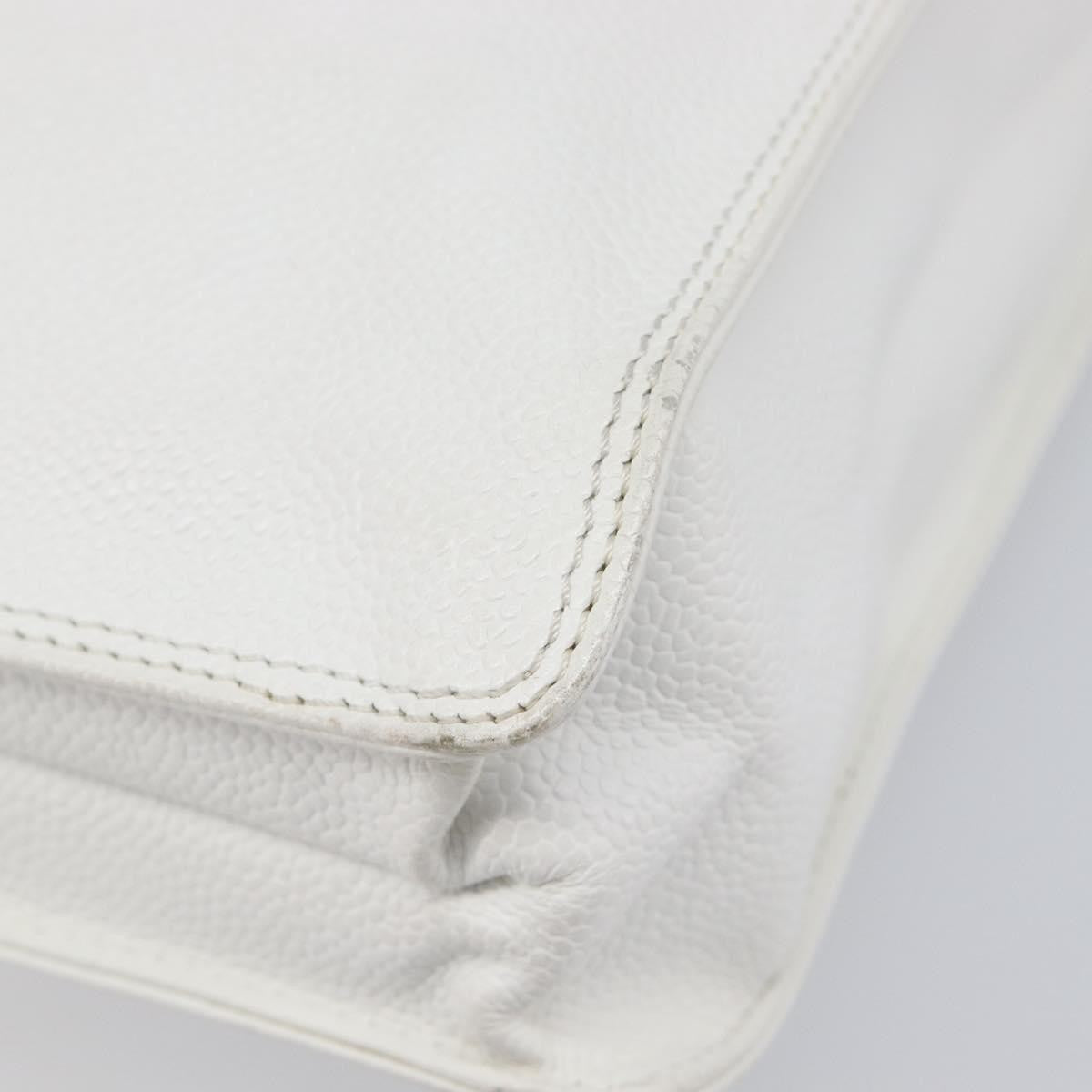 Chanel Vintage Wooden Quilted Caviar White Leather Tote Bag Bag (Pre-Owned)