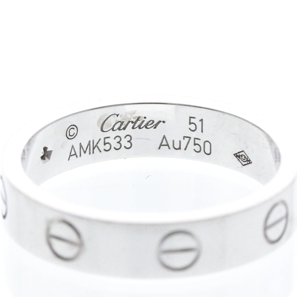 Cartier Love 1 Diamond Band White Gold And Diamond Silver White_Gold Ring Jewelry (Pre-Owned)