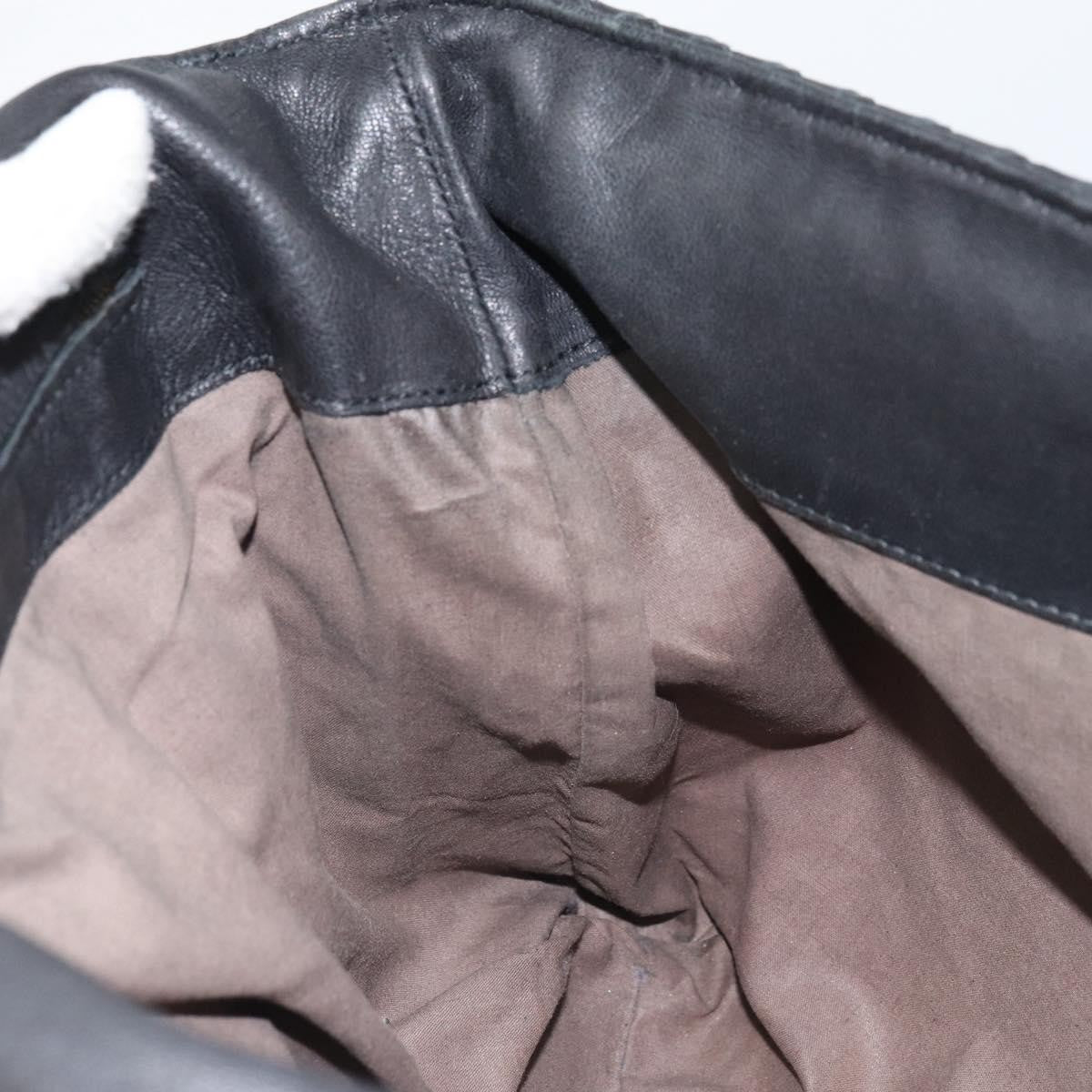 Bottega Veneta Square Flap Messenger Intrecciato Nappa Black Leather Shoulder Bag Bag (Pre-Owned)