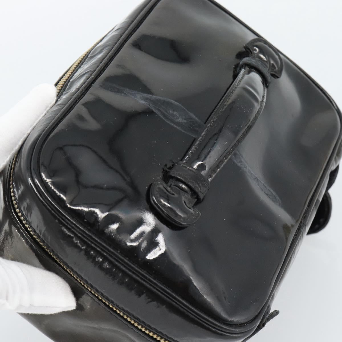 Fendi Vintage Cosmetic Case Pequin Canvas Black Patent_Leather Clutche & Pouche Bag (Pre-Owned)