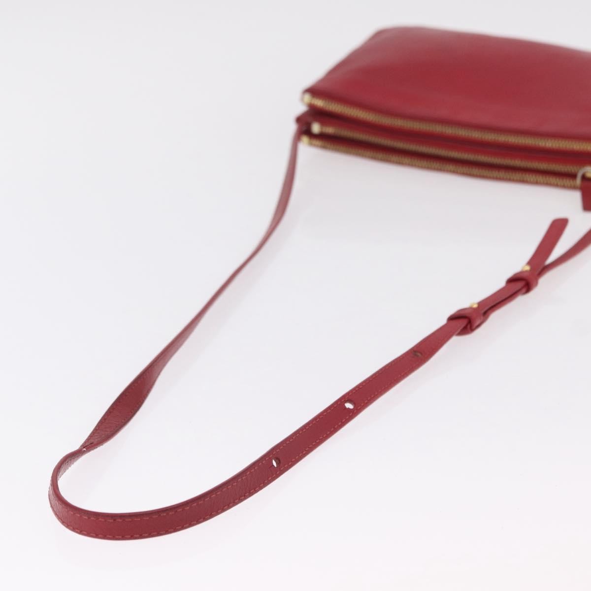 Celine Trio Leather Red Leather Crossbody Bag Bag (Pre-Owned)