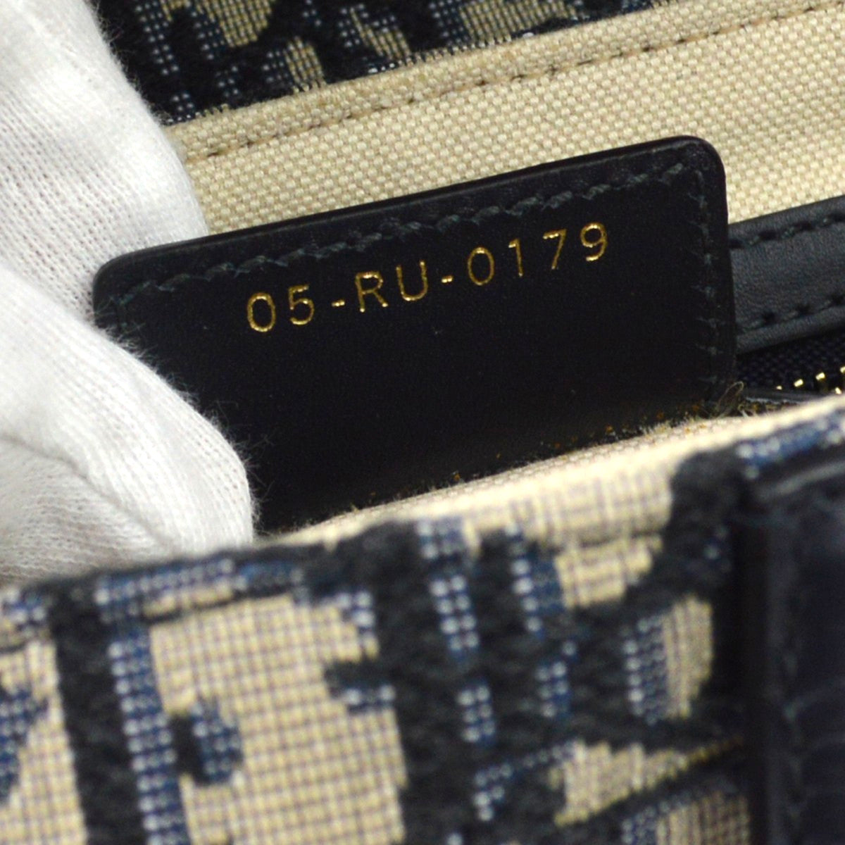 Christian Dior Saddle Handbag With Strap Oblique Canvas Navy Canvas Handbag (Pre-Owned)