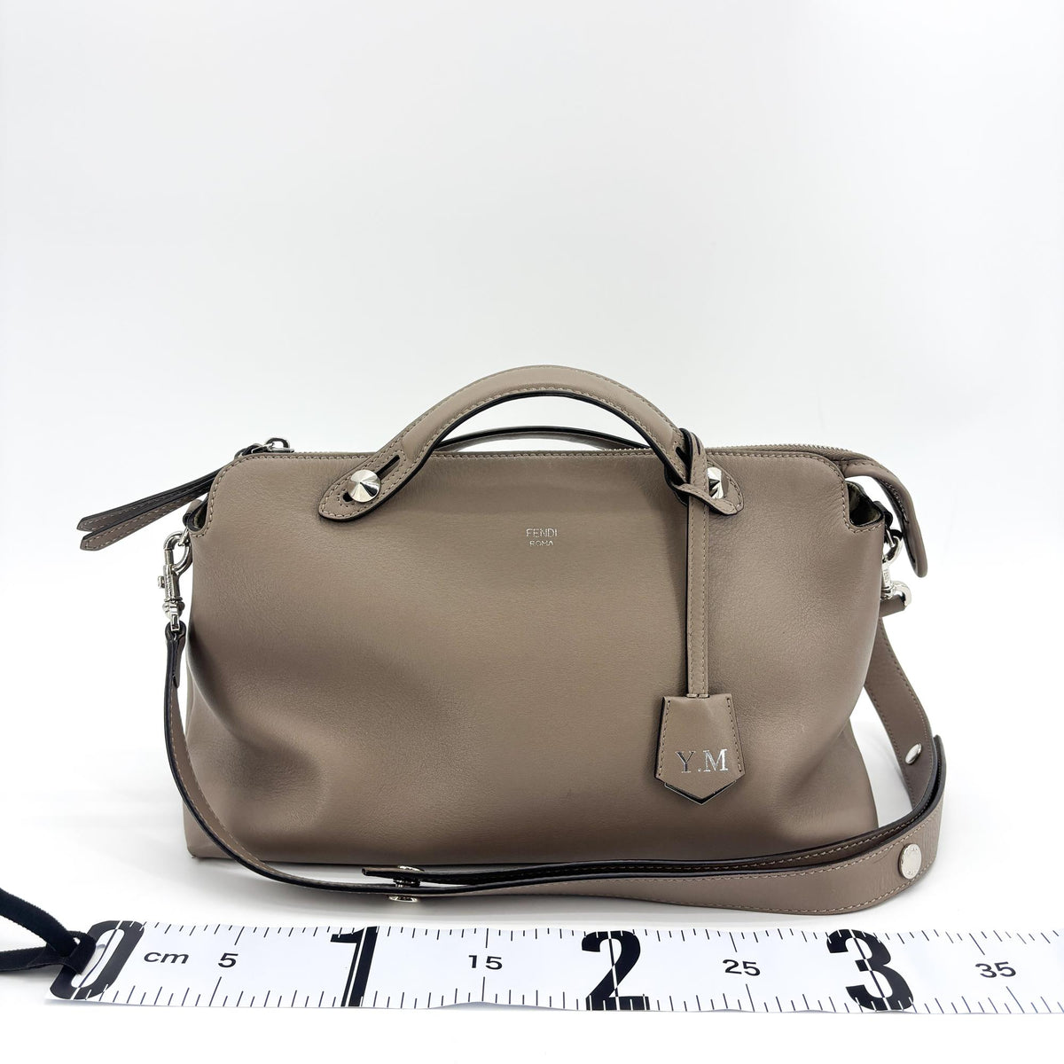 Fendi By The Way Satchel Calfskin Beige Leather Handbag (Pre-Owned)