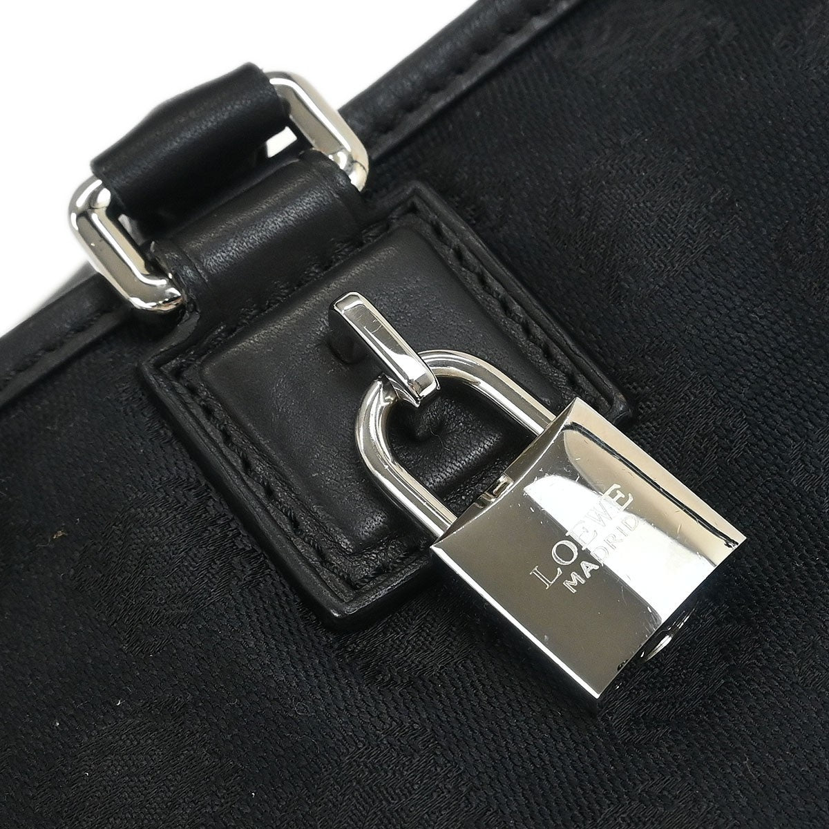 Loewe Amazona Leather And Jacquard Canvas Black Canvas Handbag (Pre-Owned)