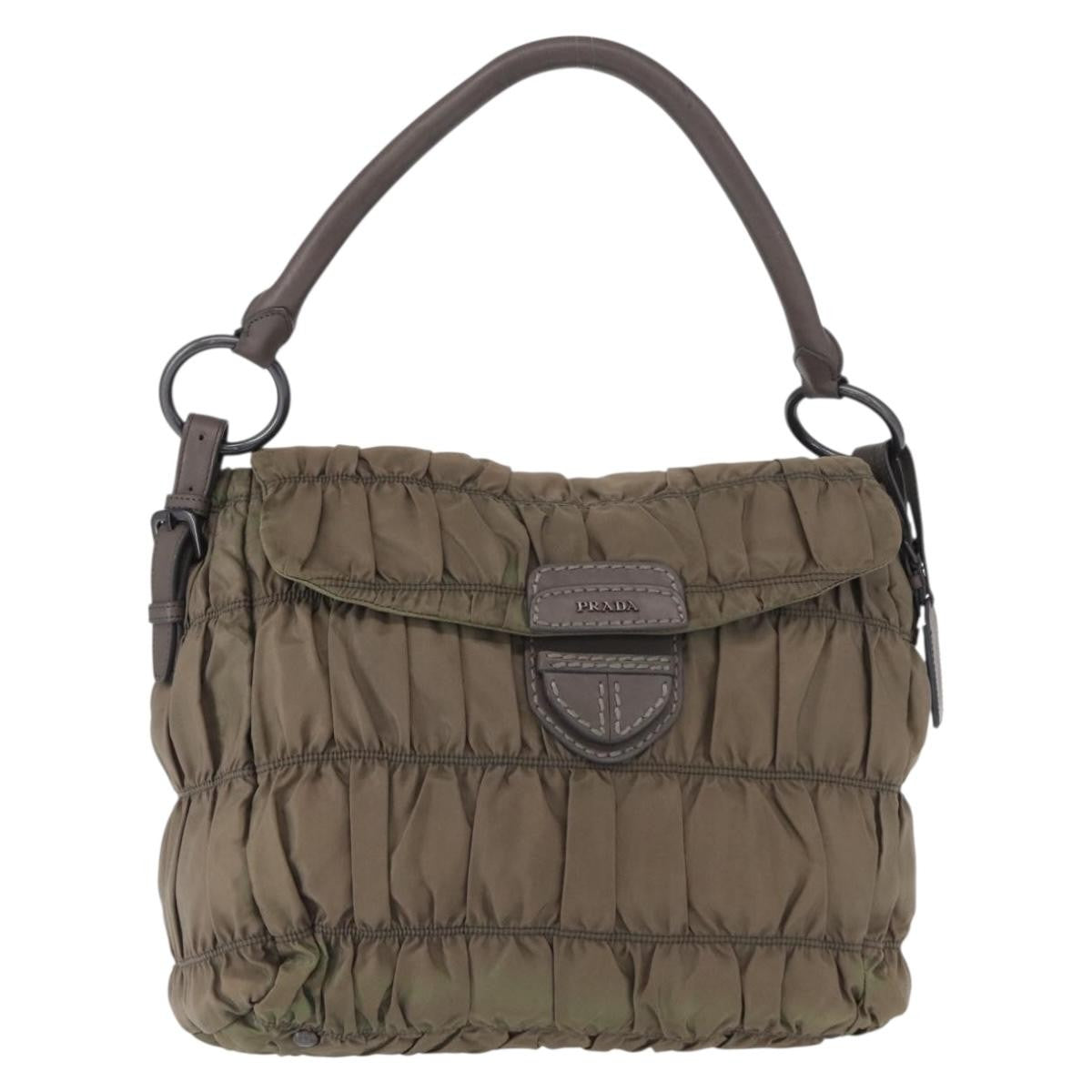 Prada Gaufre Convertible Hobo Tessuto Gray Nylon Shoulder Bag Bag (Pre-Owned)