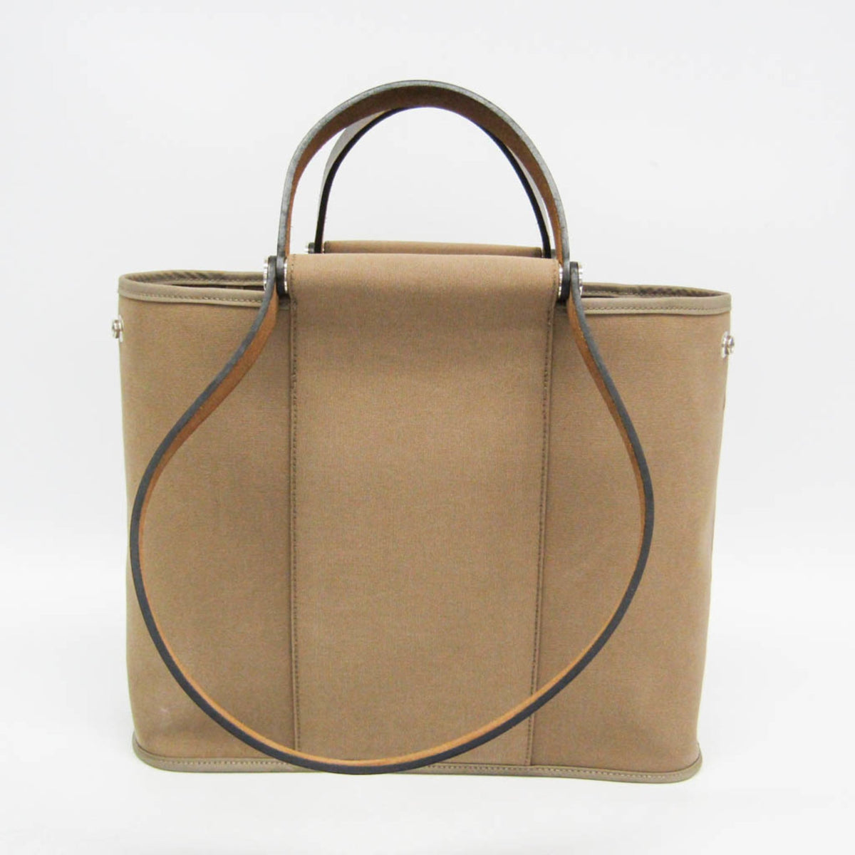 Hermes Cabag Toile And Leather Brown Canvas Handbag (Pre-Owned)