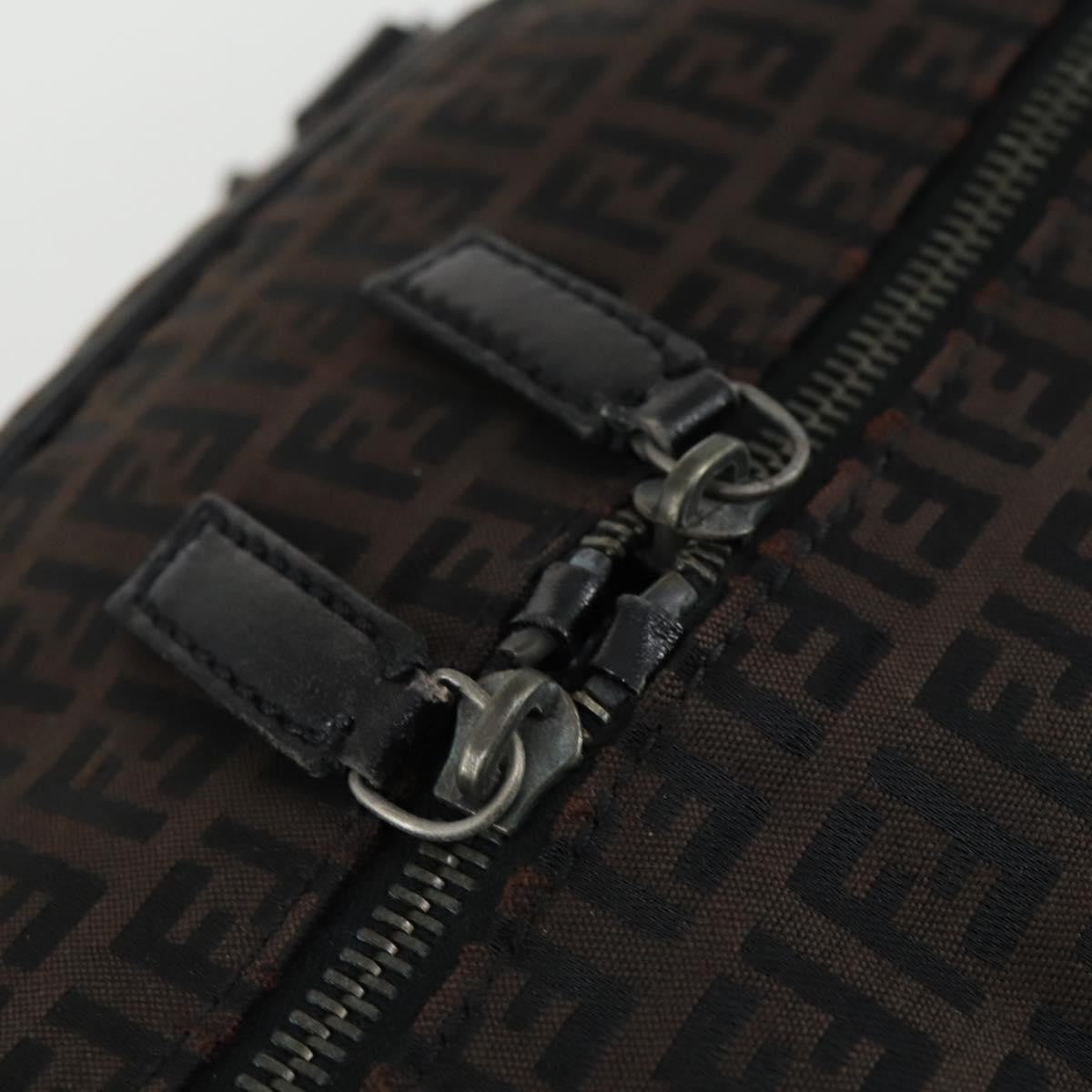 Fendi Vintage Boston Zucchino Canvas Brown Canvas Handbag (Pre-Owned)