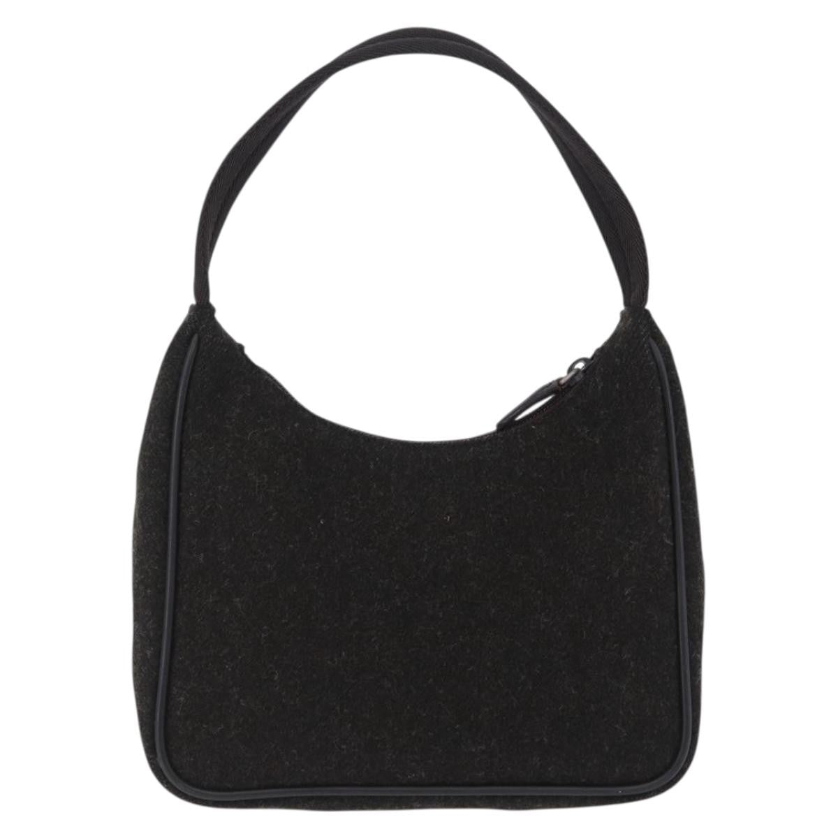 Prada Vintage Wool Black Wool Handbag (Pre-Owned)