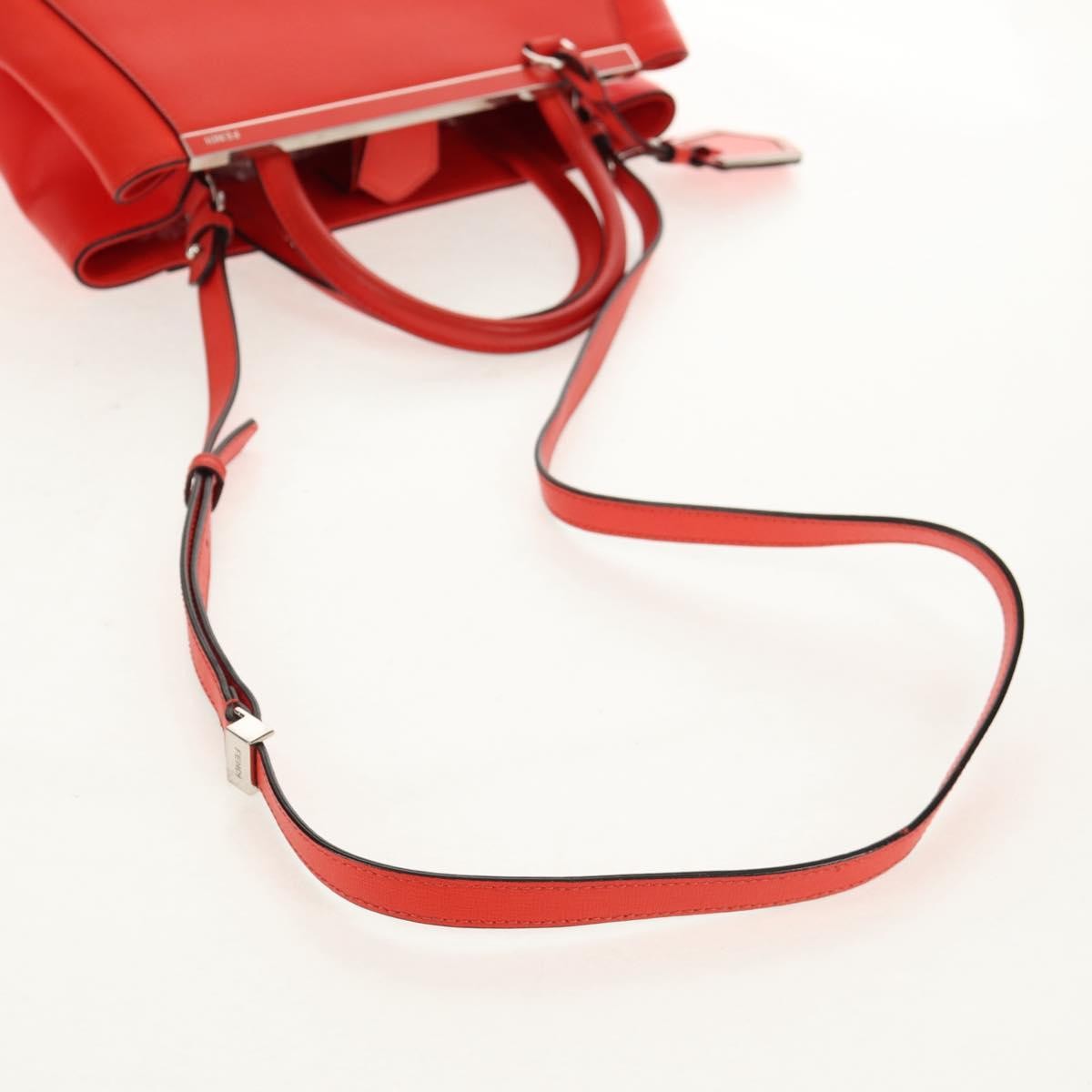 Fendi 2Jours Leather Red Leather Tote Bag Bag (Pre-Owned)