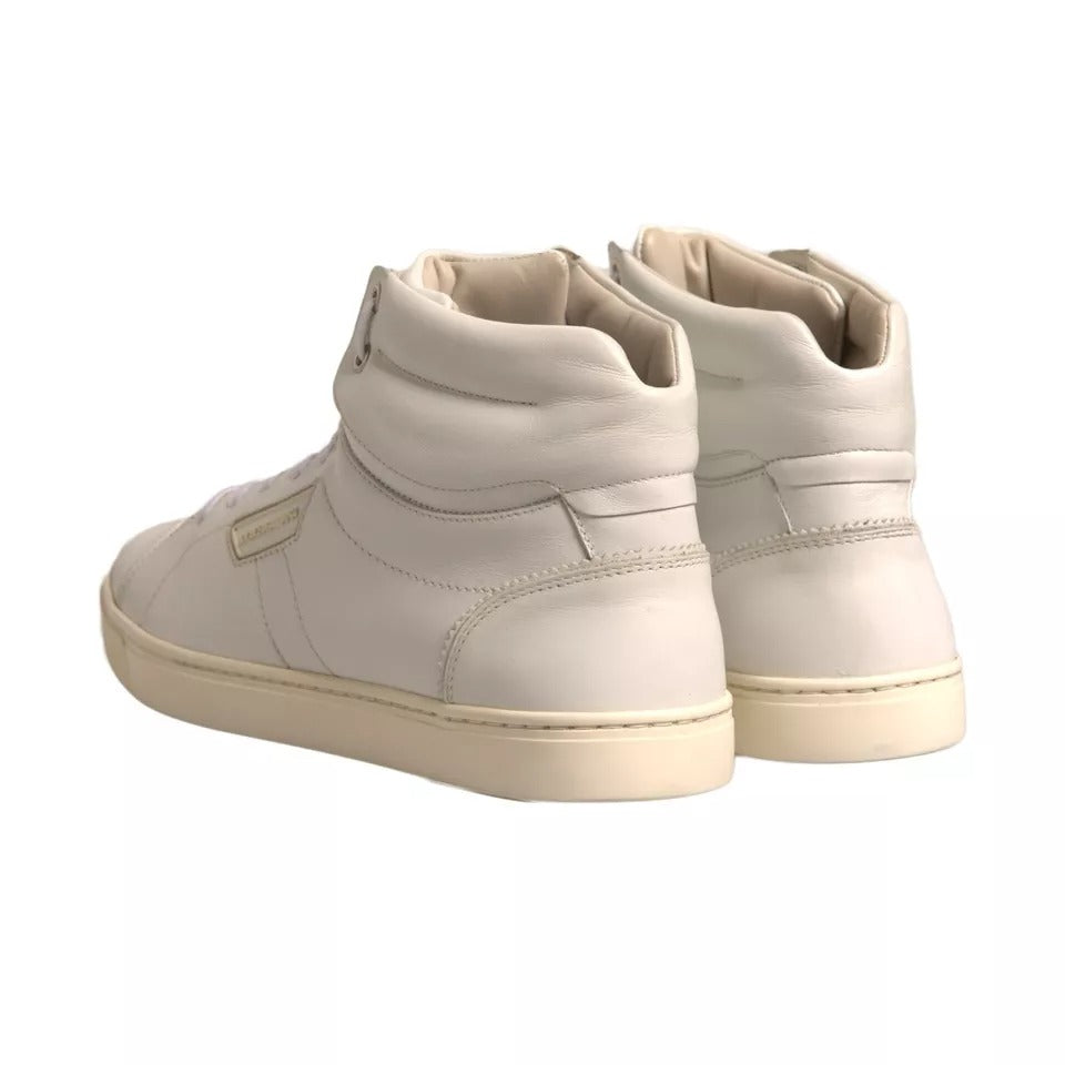 Dolce & Gabbana White London Logo High Top Sneakers Men's Shoes (Pre-Owned)