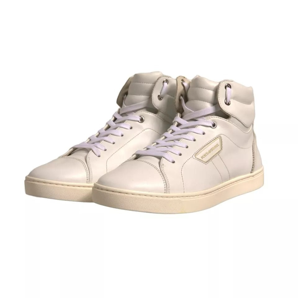 Dolce & Gabbana White London Logo High Top Sneakers Men's Shoes (Pre-Owned)